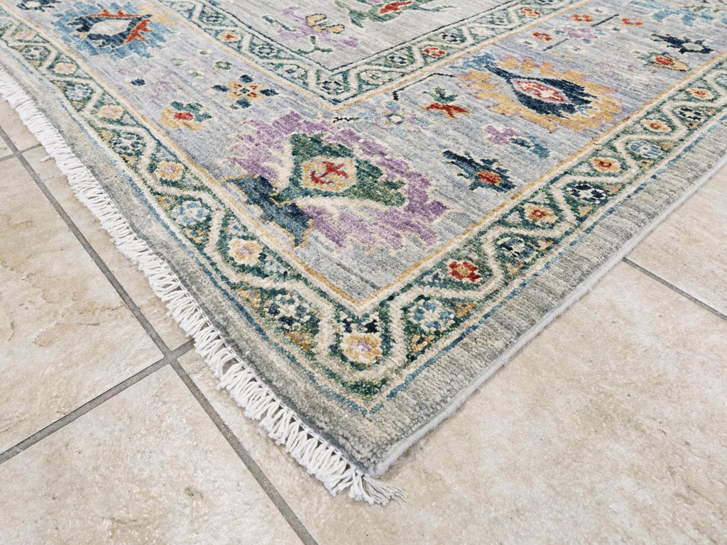8x10 Ft Light Gray Oushak Rug - Hand Knotted Oriental Rug