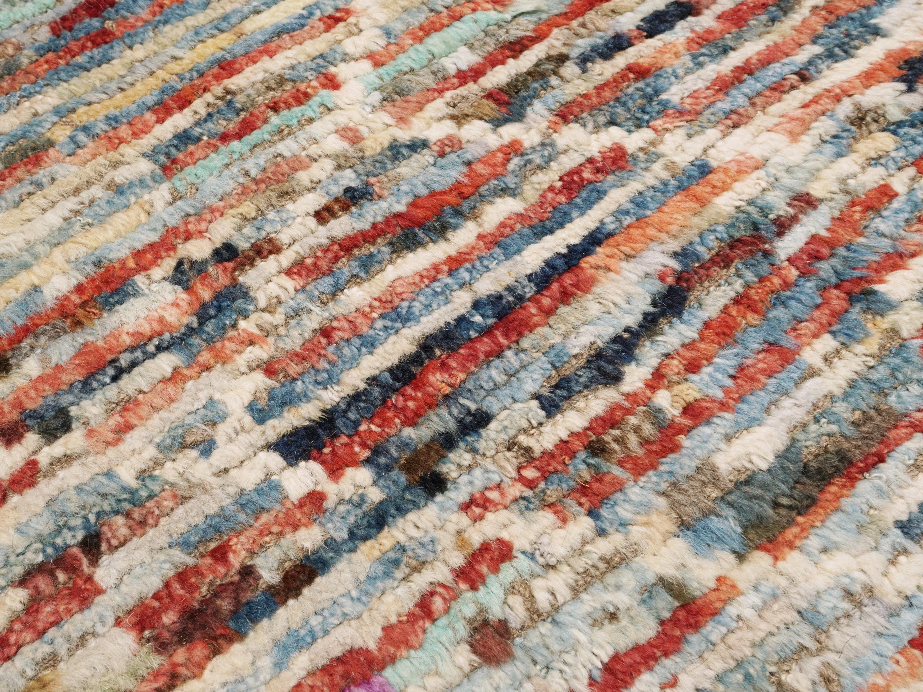 7x10 Ft Colorful Moroccan Rug - Hand Knotted Area Rug