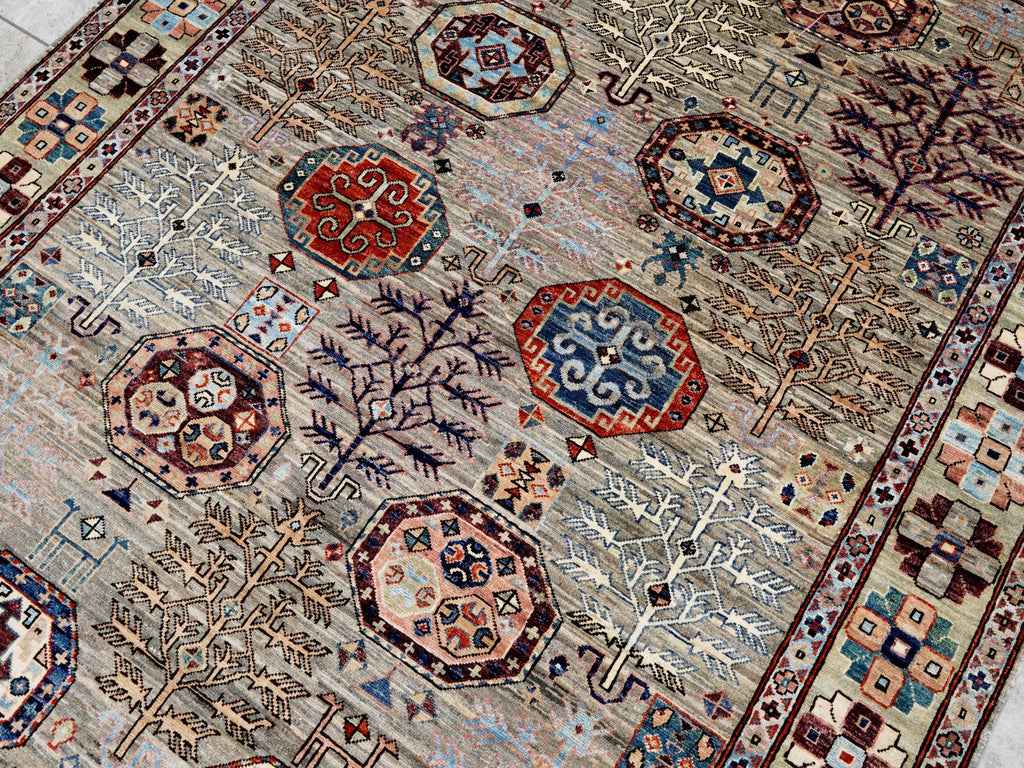 6x8 Ft Light Brown Heriz Rug - Hand Knotted Oriental Area Rug