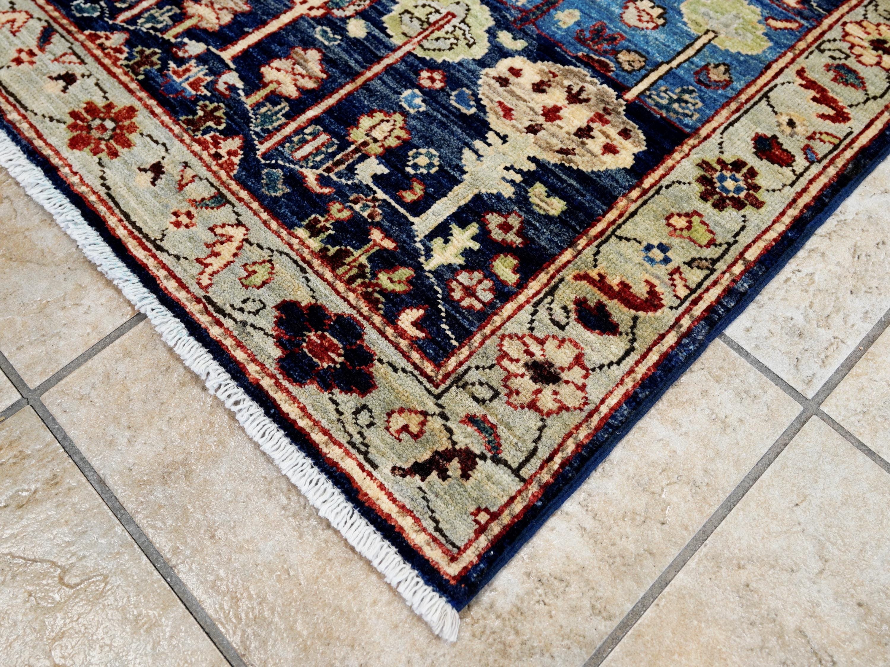 10 Ft Blue Bidjar Runner Rug - Hand Knotted Hallway Rug - Persian Design