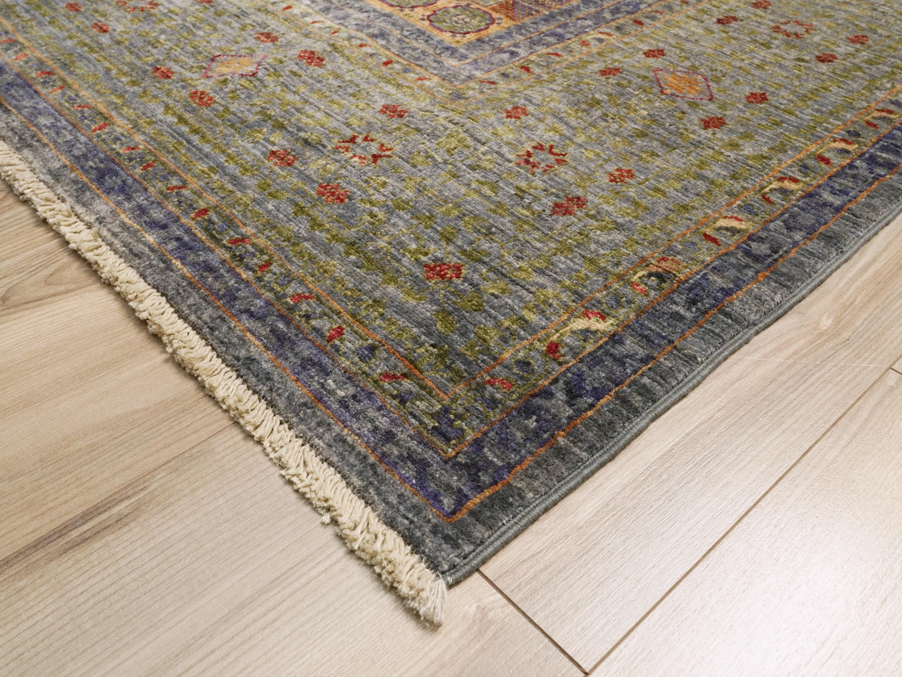 6x8 Ft Light Green Mamluk Rug - Hand Knotted Oriental Rug
