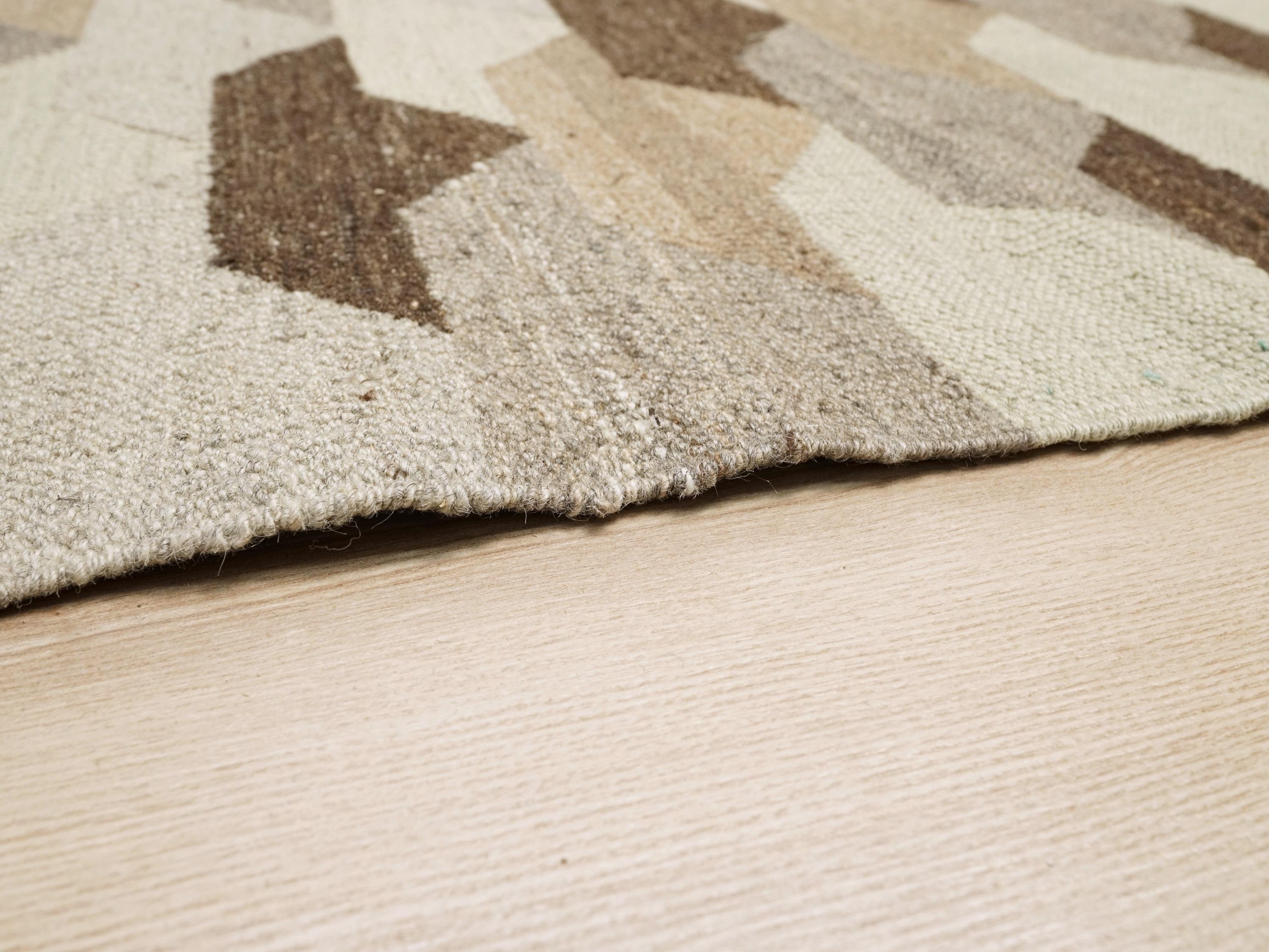 8x10 Ft Brown Kilim Rug - Flat Weave Area Rug