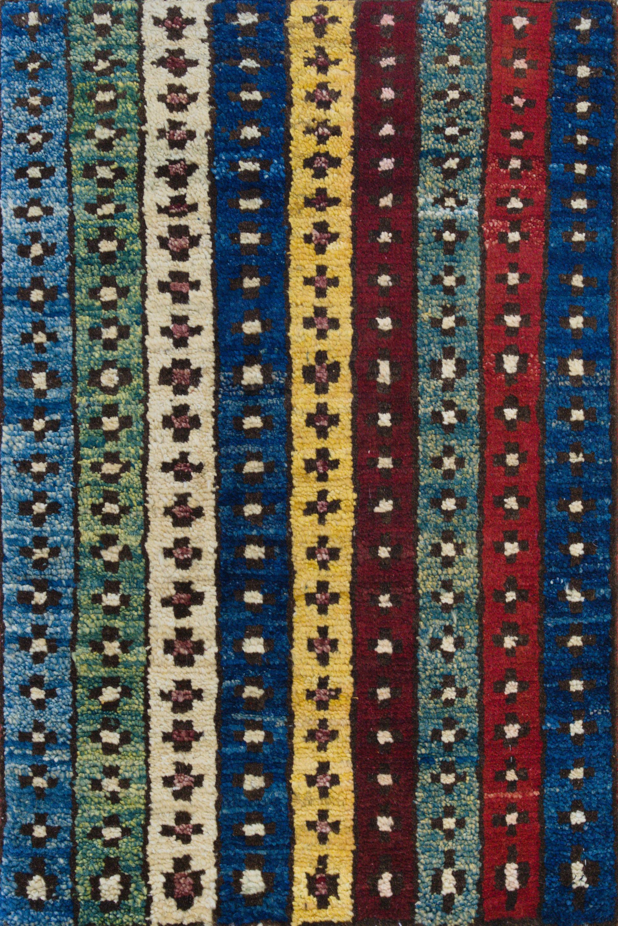 1x2 Ft Colorful Heriz Rug - Wool Accent Rug