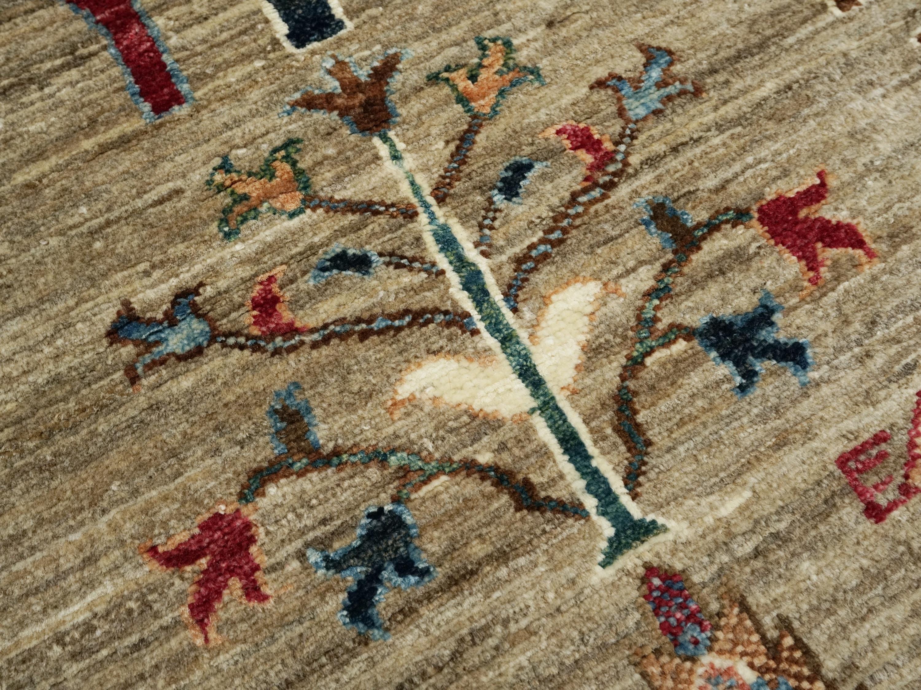 3x5 Ft Brown Gabbeh Rug - Hand Knotted Floral Rug