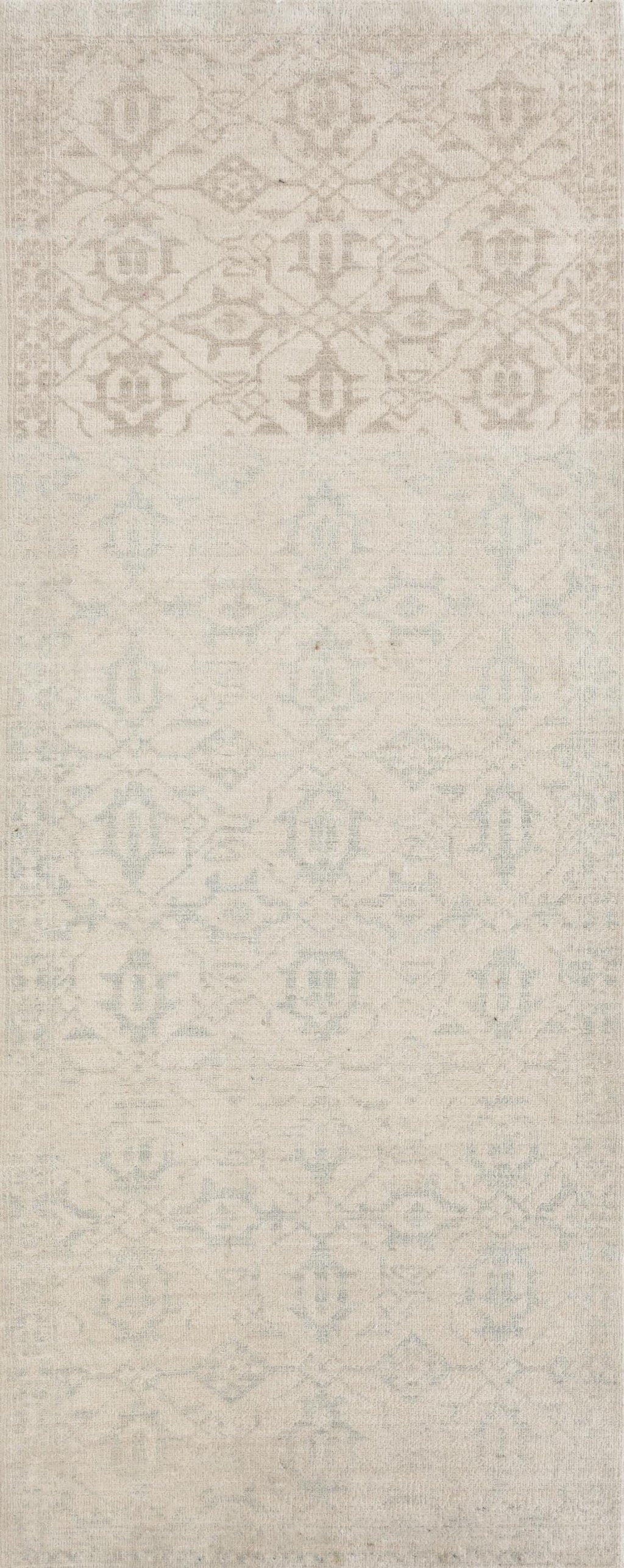 2x6 Ft Hand Knotted Beige Heriz Rug - Afghan Wool Runner