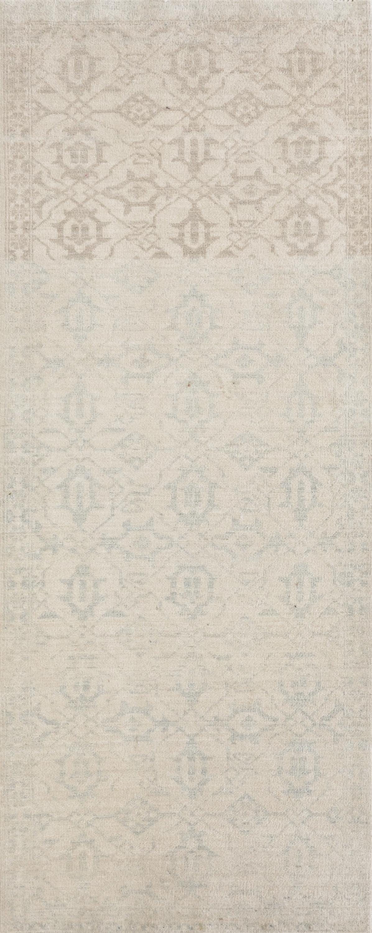 2x6 Ft Hand Knotted Beige Heriz Rug - Afghan Wool Runner