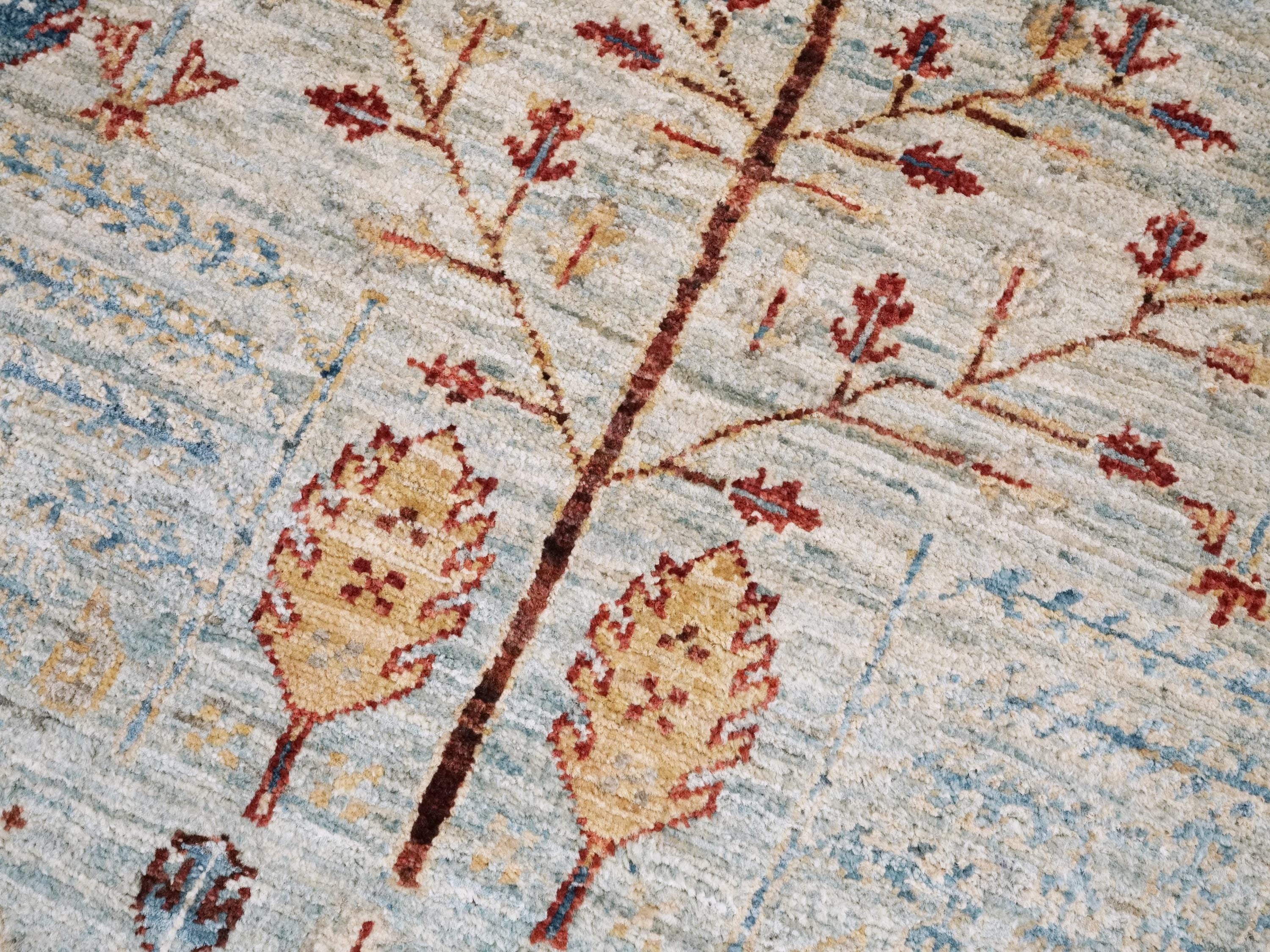 3x5 Ft Light Blue Serapi Rug - Oriental Wool Rug - Traditional Persian Design