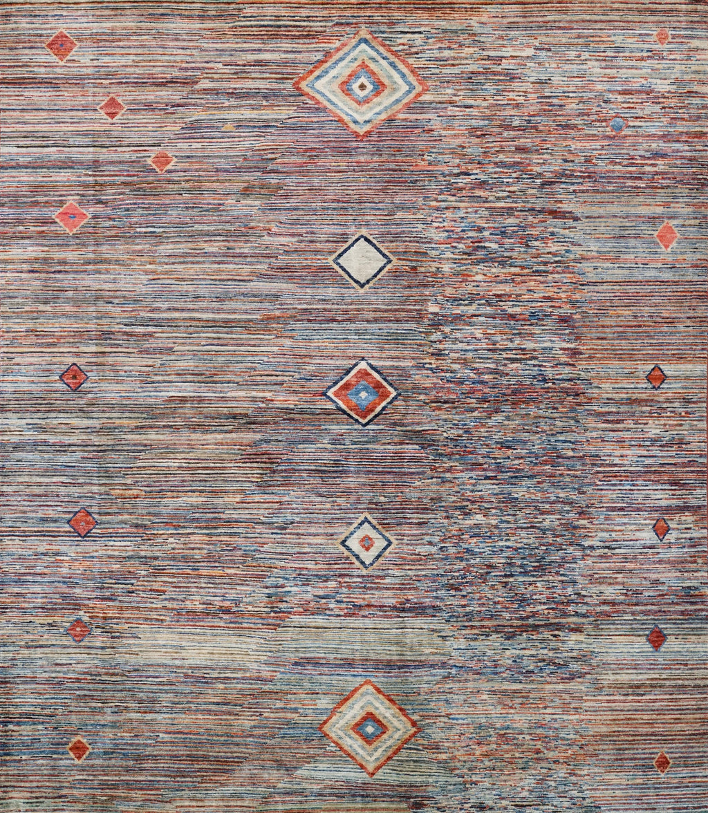 8x10 Ft Multicolor Gabbeh Rug - Geometric Tribal Wool Rug