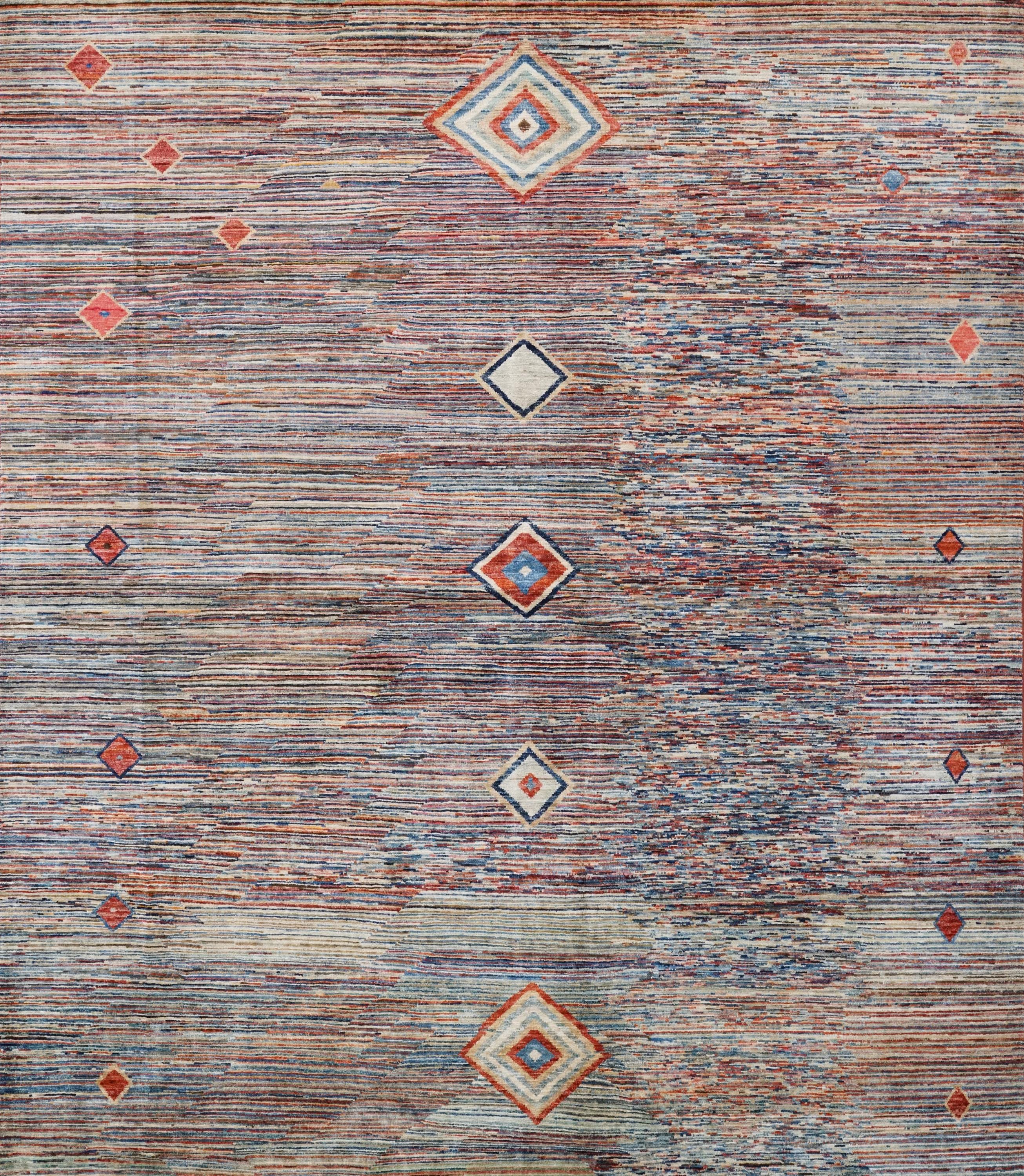 8x10 Ft Multicolor Gabbeh Rug - Geometric Tribal Wool Rug