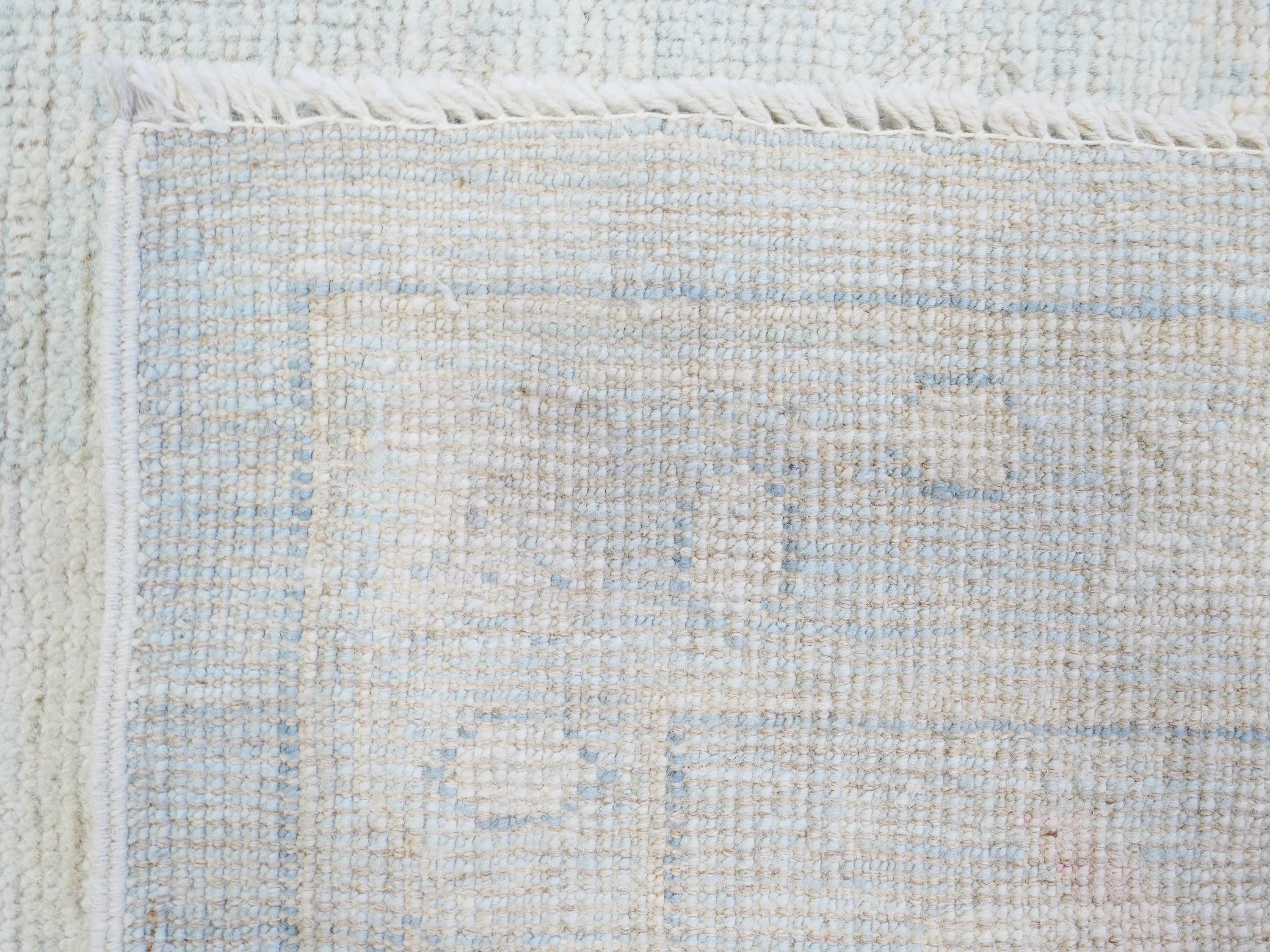 9x12 Ft Light Blue Oushak Rug - Handmade Area Rug - Floral Design