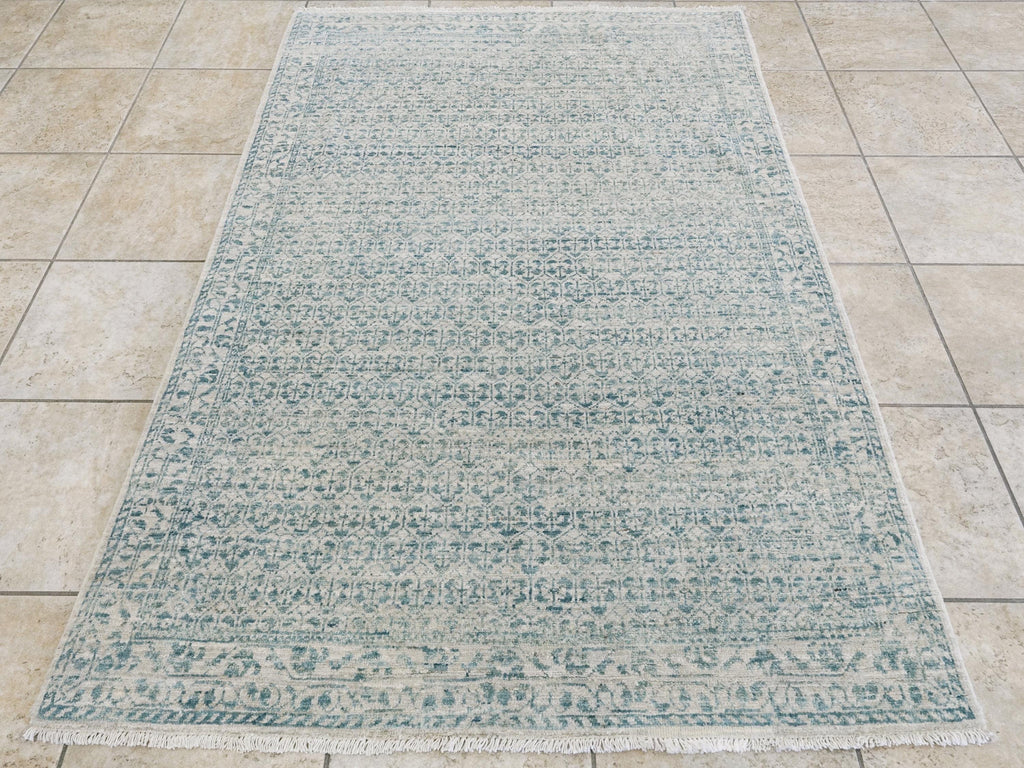 4x6 Ft Blue Heriz Rug - Afghan Handmade Oriental Rug