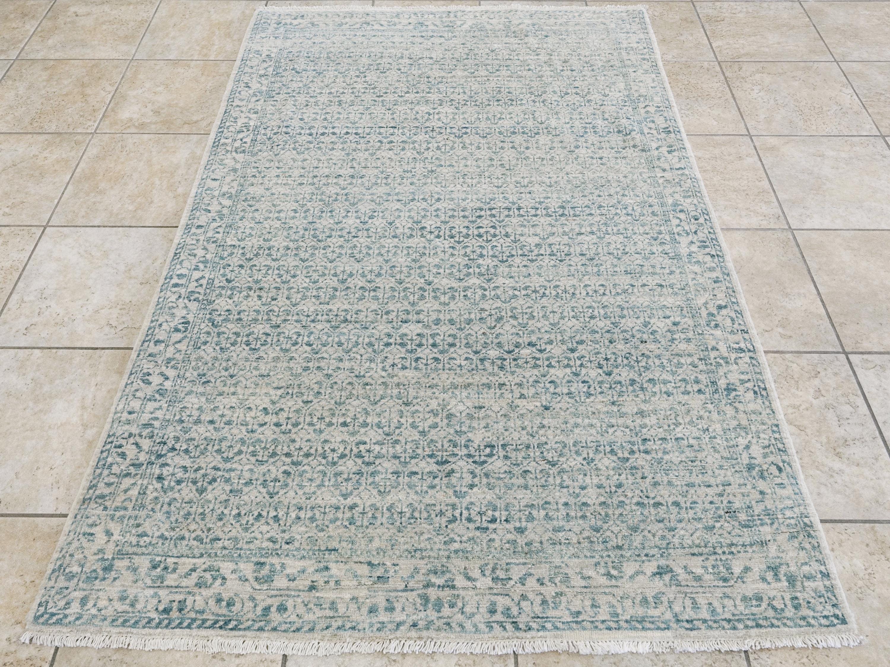 4x6 Ft Blue Heriz Rug - Afghan Handmade Oriental Rug