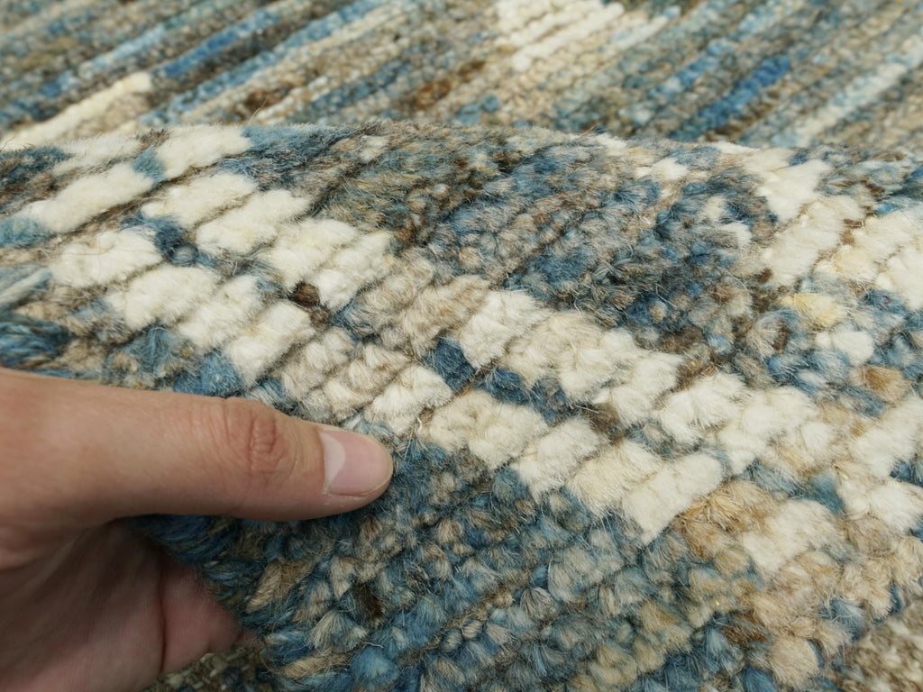 3x5 Ft Blue Moroccan Wool Rug - Hand Knotted Area Rug