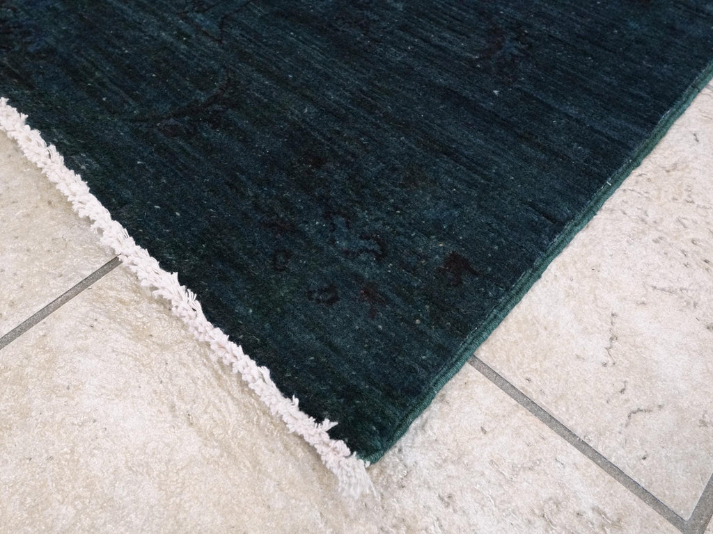 6x8 Ft Dark Blue Serapi Rug - Handmade Afghan Wool Area Rug - Over Dyed