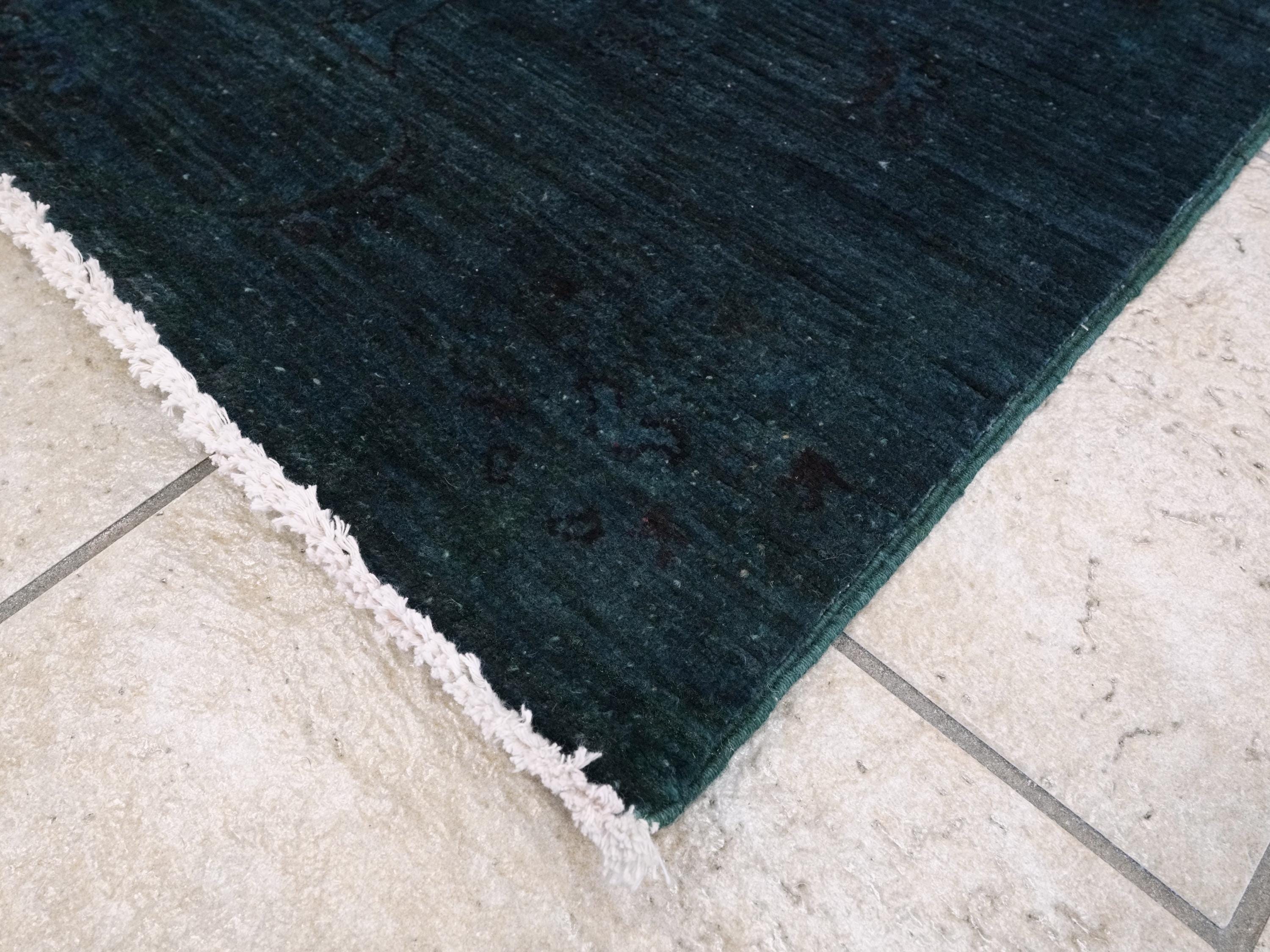 6x8 Ft Dark Blue Serapi Rug - Handmade Afghan Wool Area Rug - Over Dyed