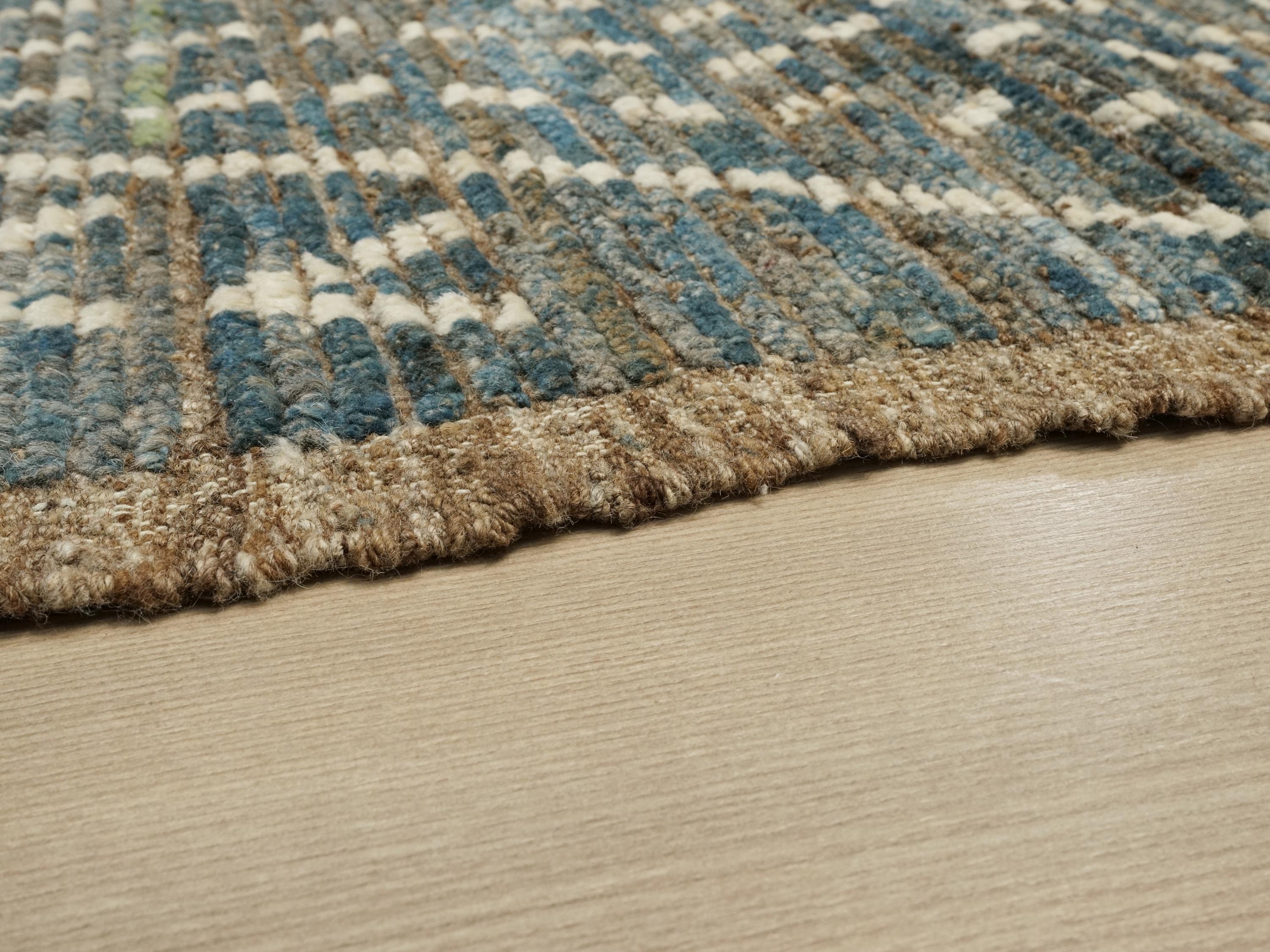 7x7 Ft Blue Moroccan Rug - Afghan Hand Knotted Square Rug