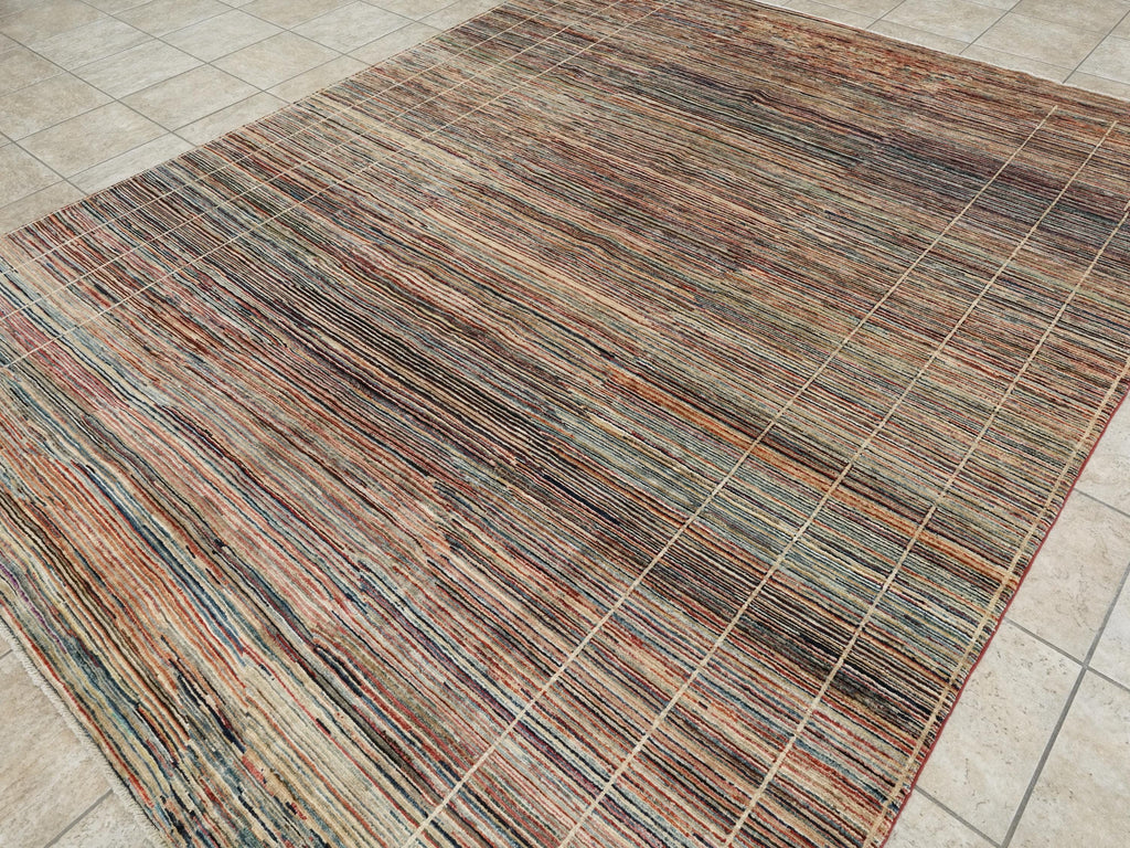 8x10 Ft Stripped Gabbeh Rug - Hand Knotted Wool Area Rug