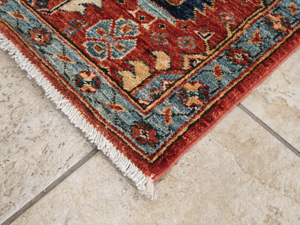 5x7 Ft Hand Knotted Red Serapi Rug - Ghazni Wool Oriental Rug