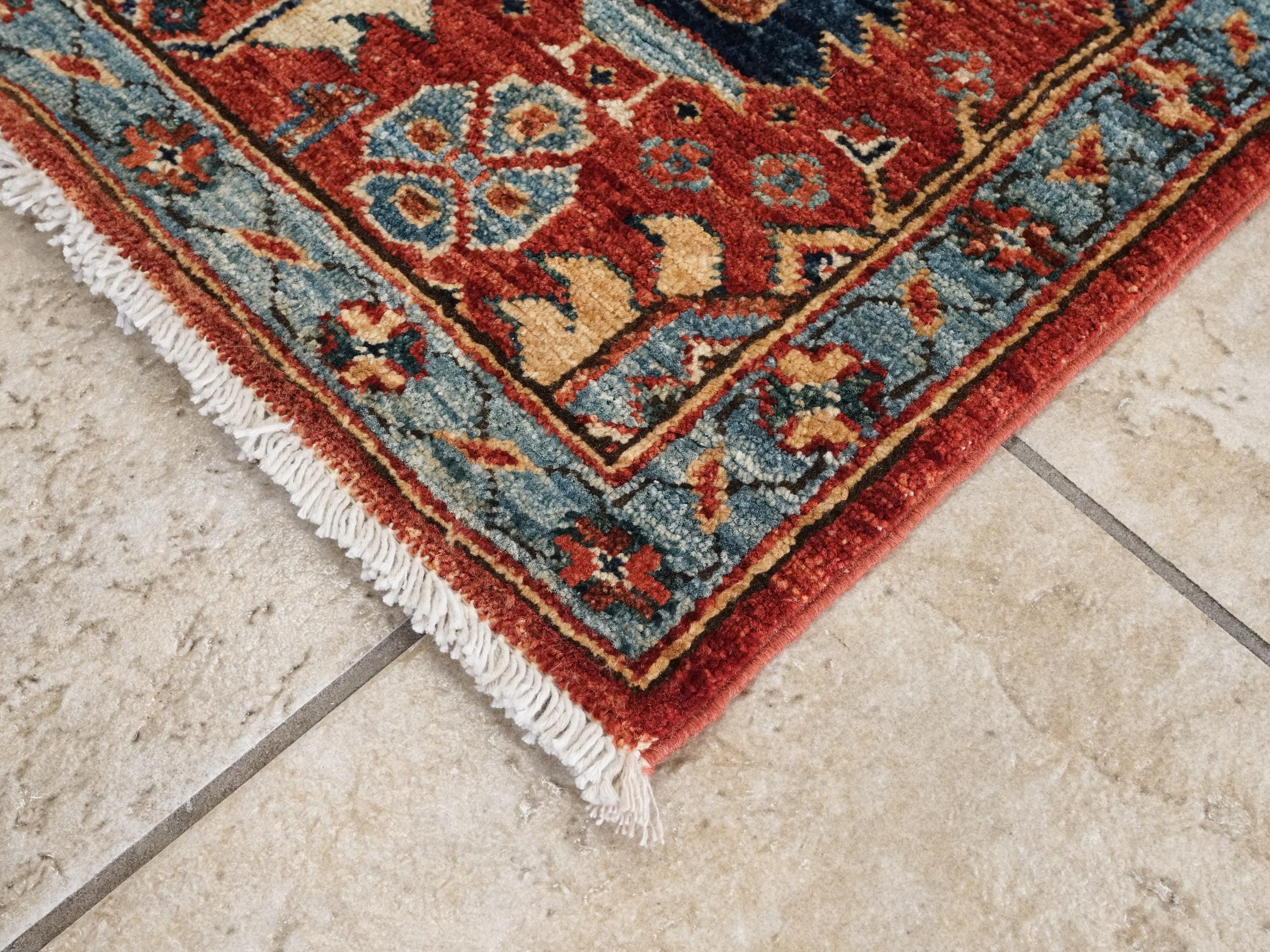 5x7 Ft Hand Knotted Red Serapi Rug - Ghazni Wool Oriental Rug