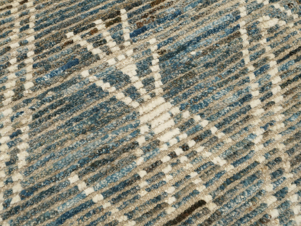 7x7 Ft Blue Moroccan Rug - Afghan Handmade Square Rug