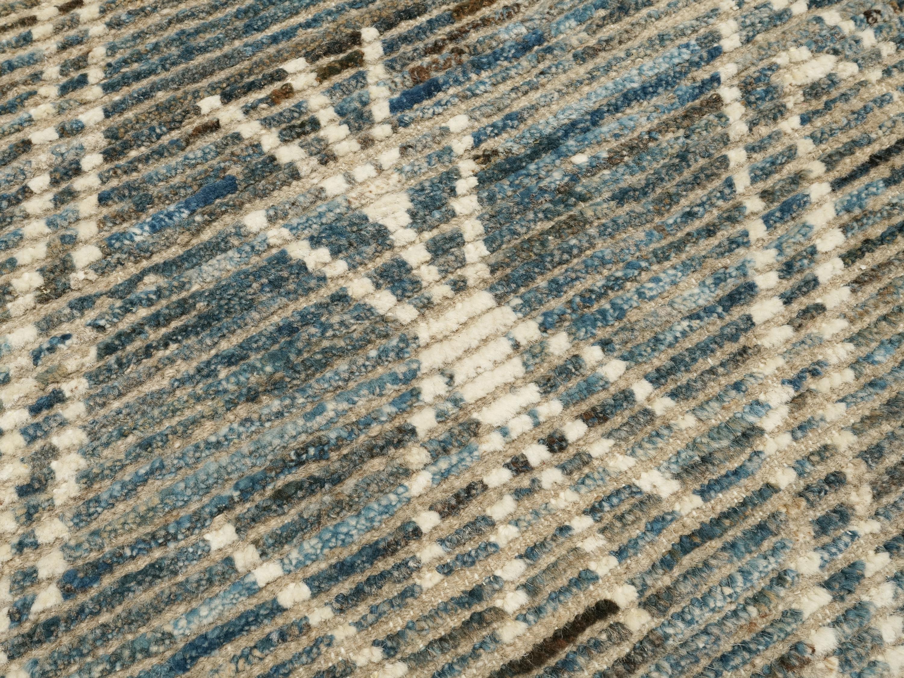 7x7 Ft Blue Moroccan Rug - Afghan Handmade Square Rug