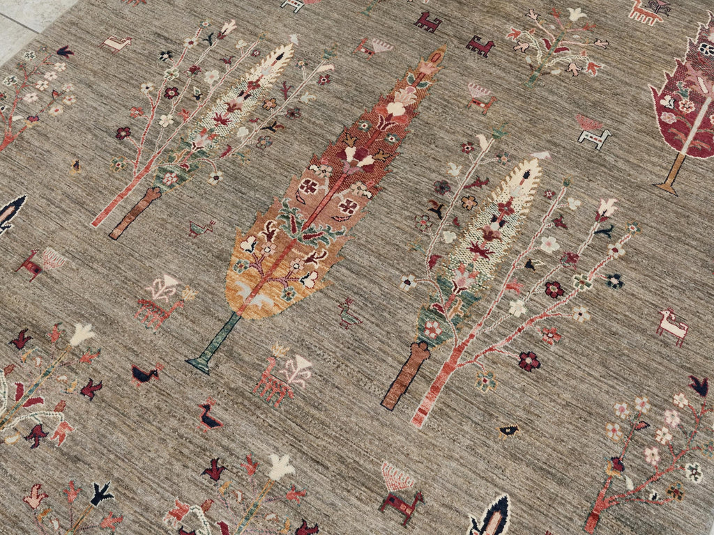 7x10 Ft Brown Serapi Rug - Hand Knotted Floral Rug