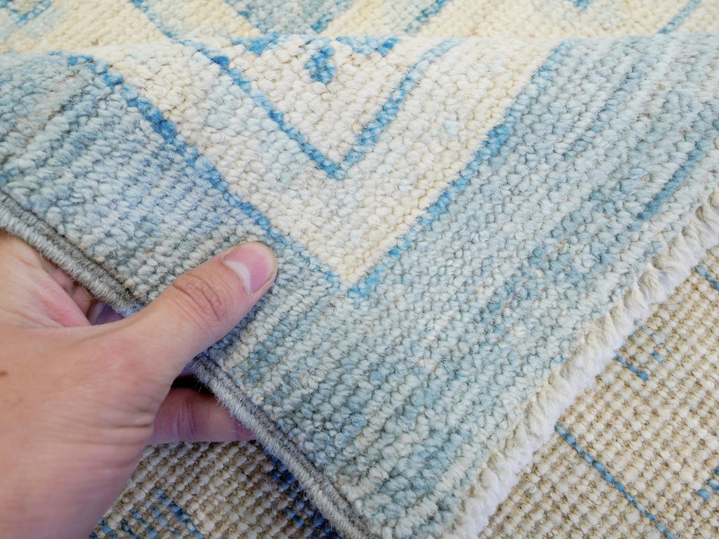 10x14 Ft Muted Blue Ushak Rug - Hand Knotted Wool Area Rug -  Floral Design