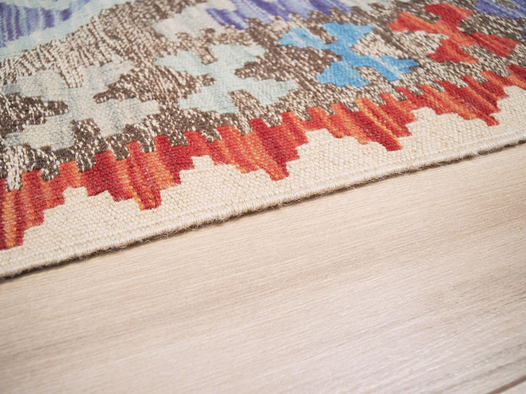 4x6 Ft Wool Kilim Rug - Brown Flat Weave