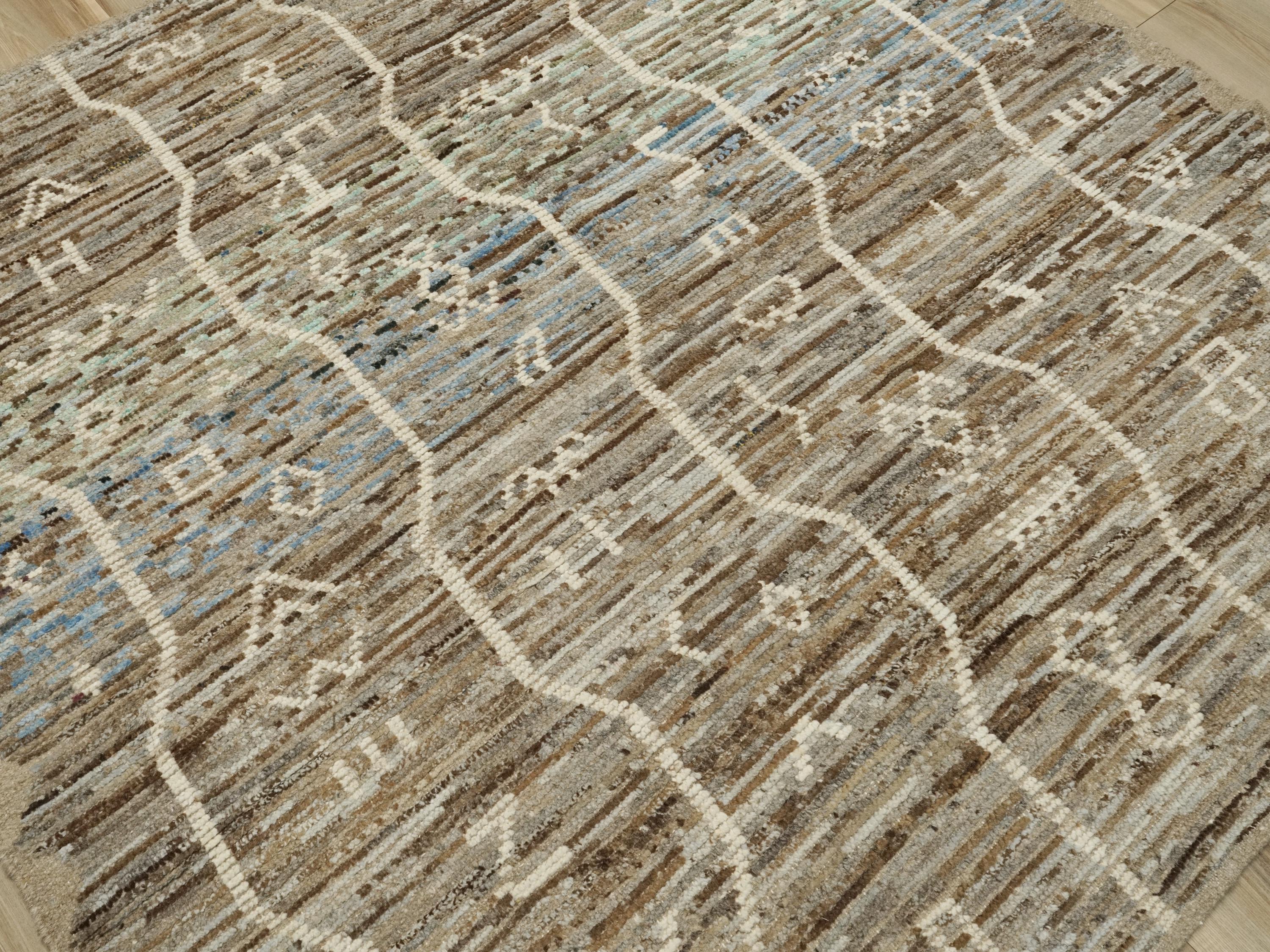 7x7 Ft Coral Moroccan Rug - Afghan Handmade Square Rug