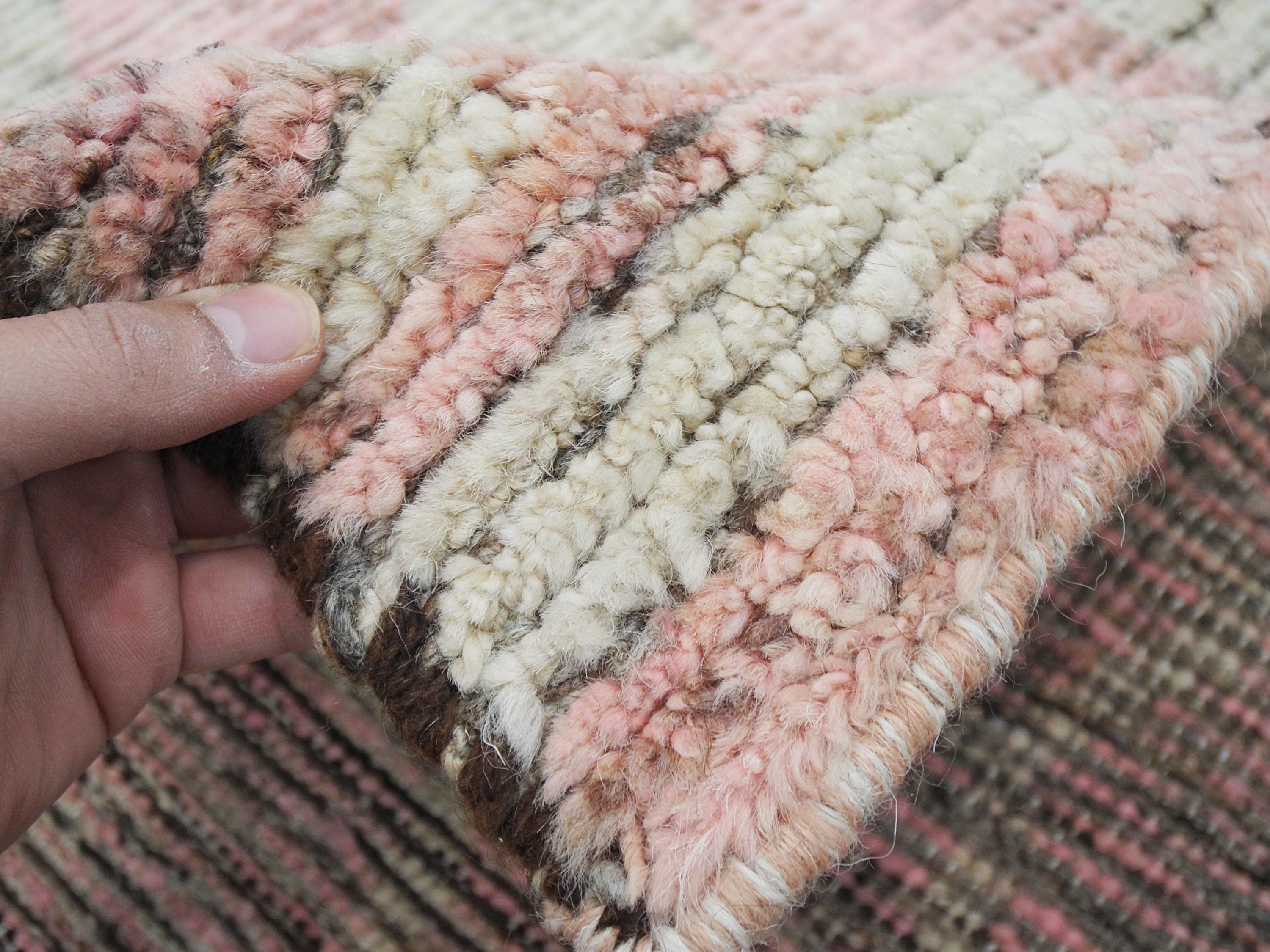 8x9 Ft Pink Moroccan Rug - Handmade Wool Area Rug