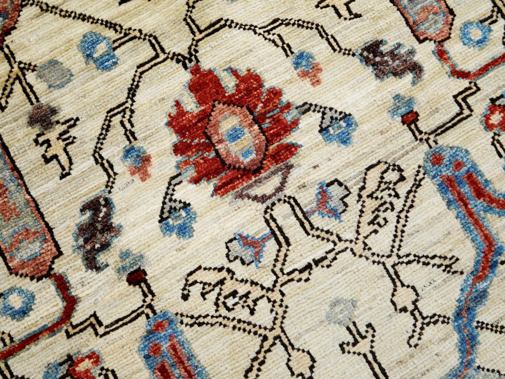 3x5 Ft Beige Heriz Rug - Handmade Afghan Rug