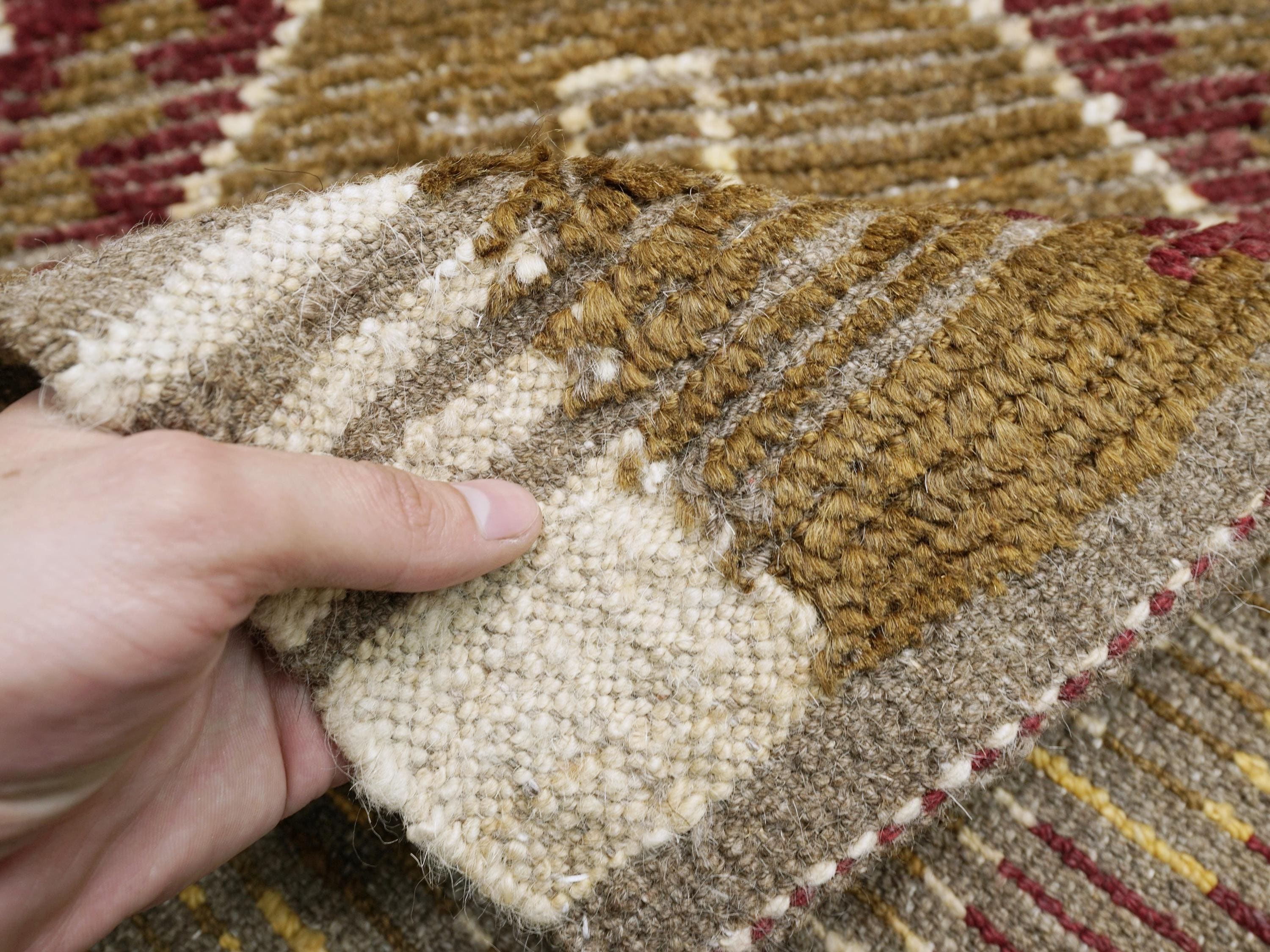 6x9 Ft Brown & Red Moroccan Rug - Hand Knotted Tribal Design