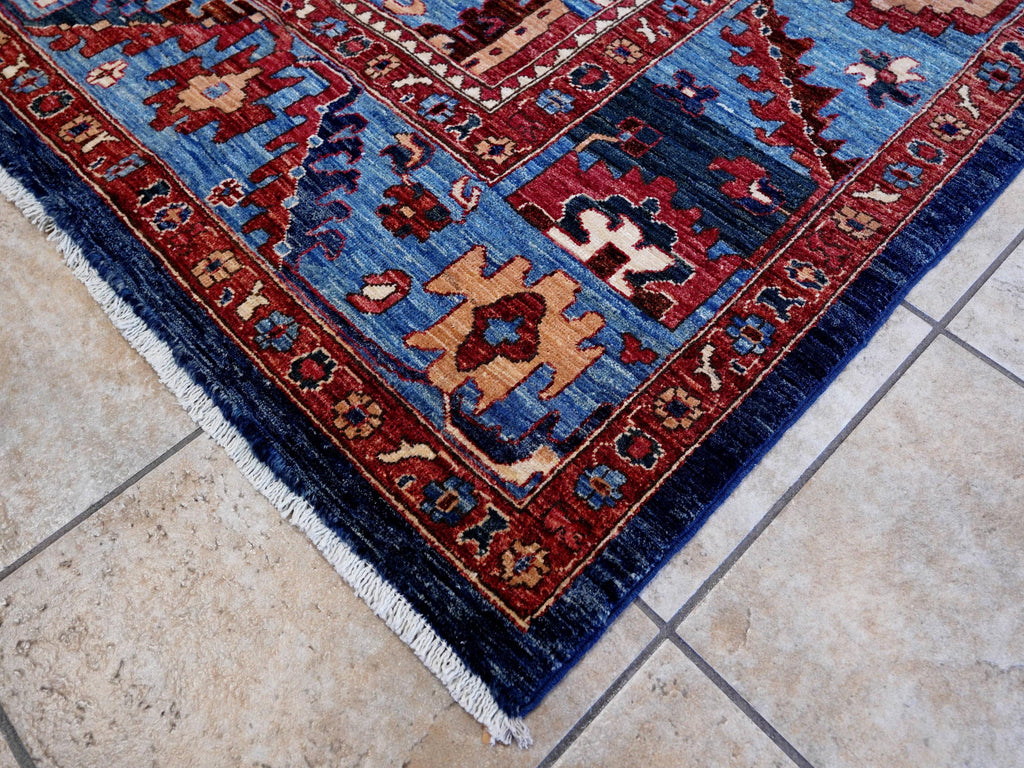 9x12 Ft Red & Blue Heriz Rug - Afghan Oriental Area Rug - Persian Design
