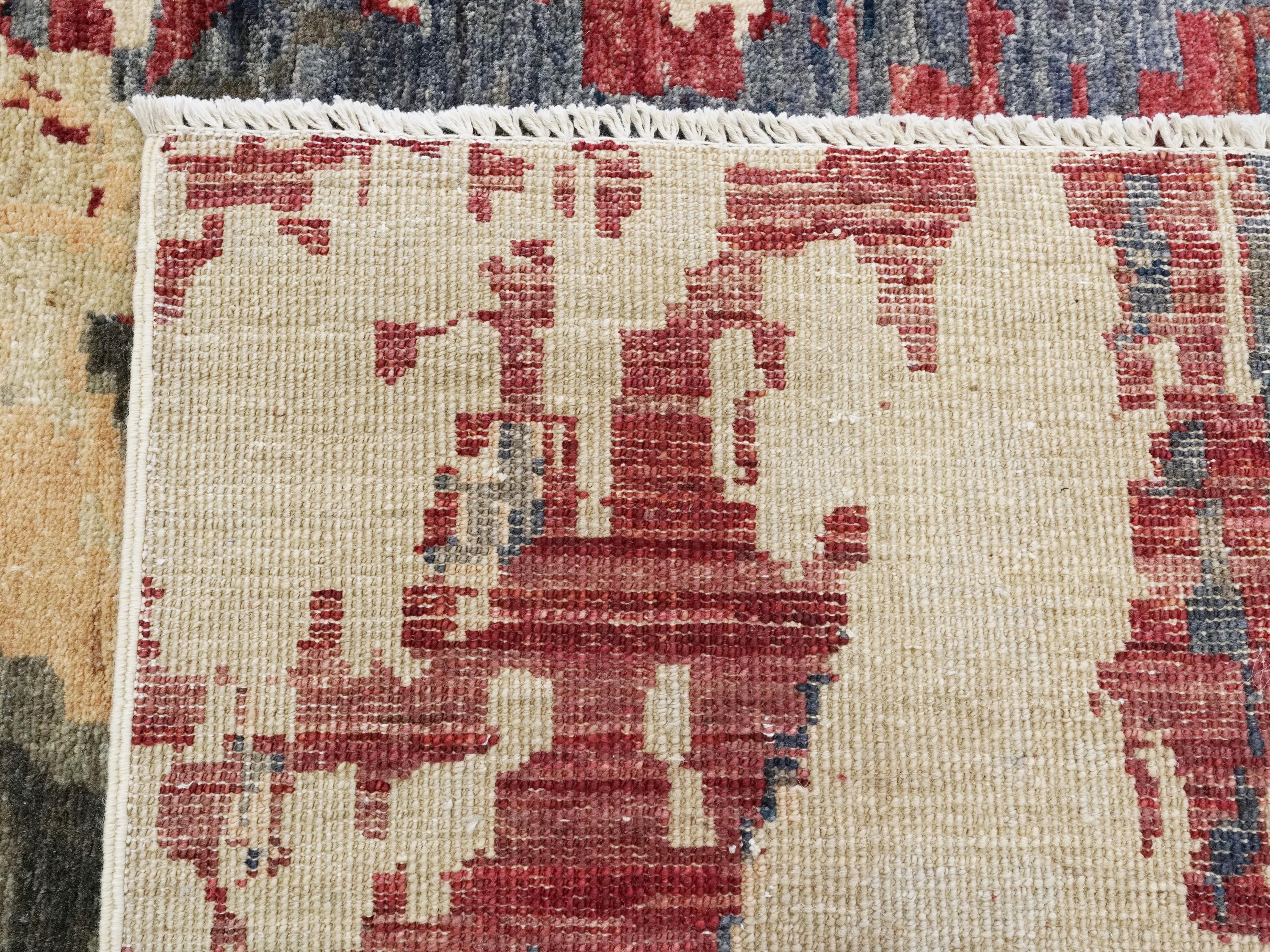 7x10 Ft Hand Knotted Gabbeh Rug - Red & Beige Wool Abstract Rug
