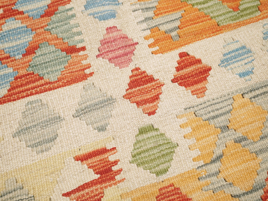 6x8 Ft Orange Tribal Kilim Rug - Flat Weave Afghan Rug