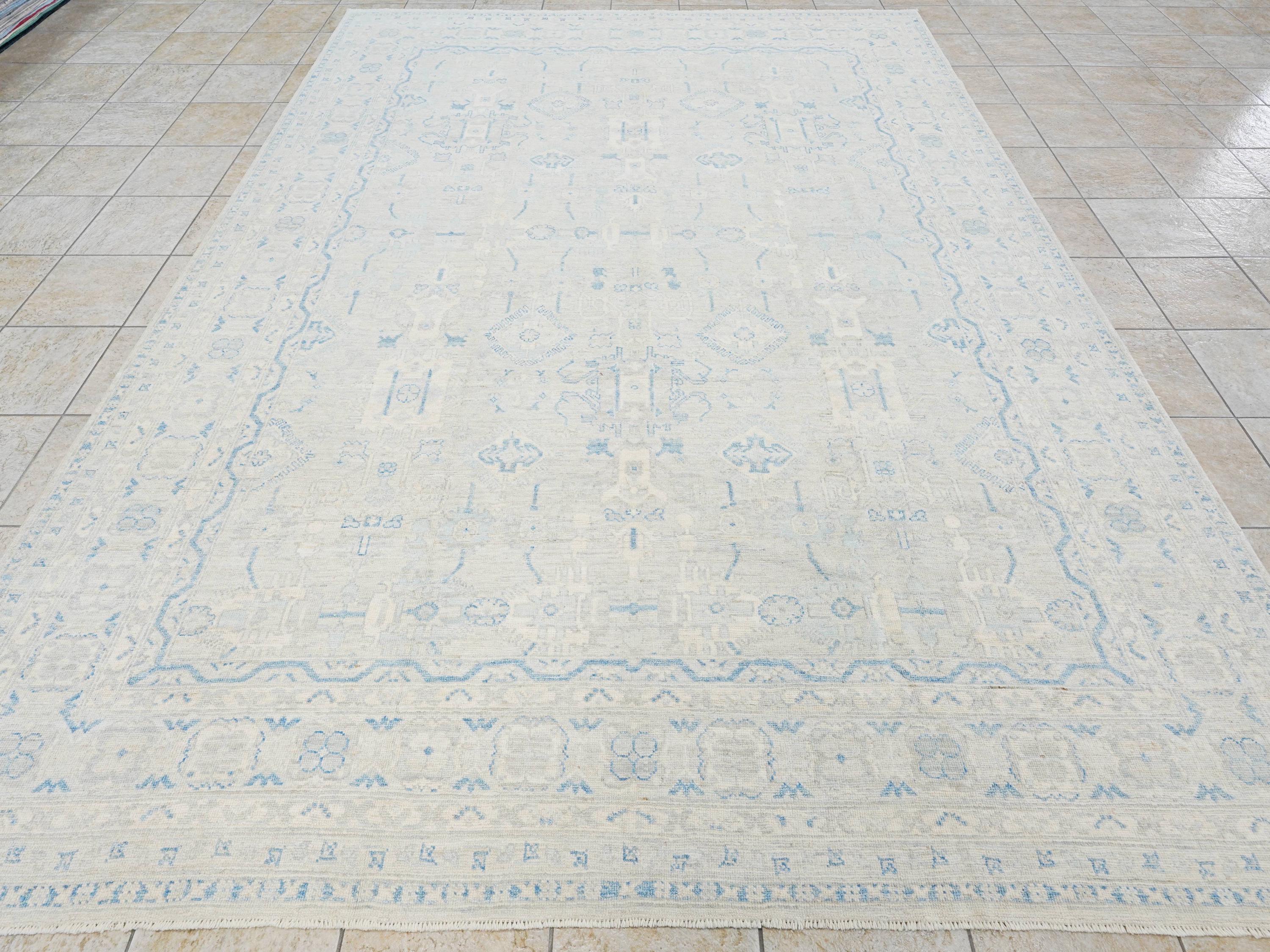 9x12 Ft Light Blue Oushak Rug - Handmade Area Rug