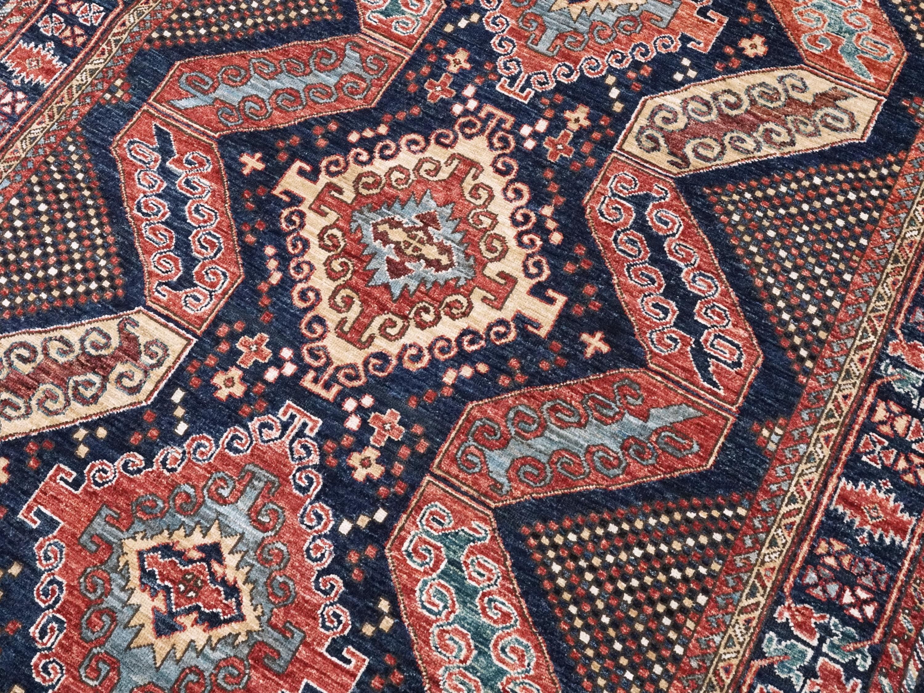 5x7 Ft Blue Heriz Rug - Ghazni Wool Oriental Rug