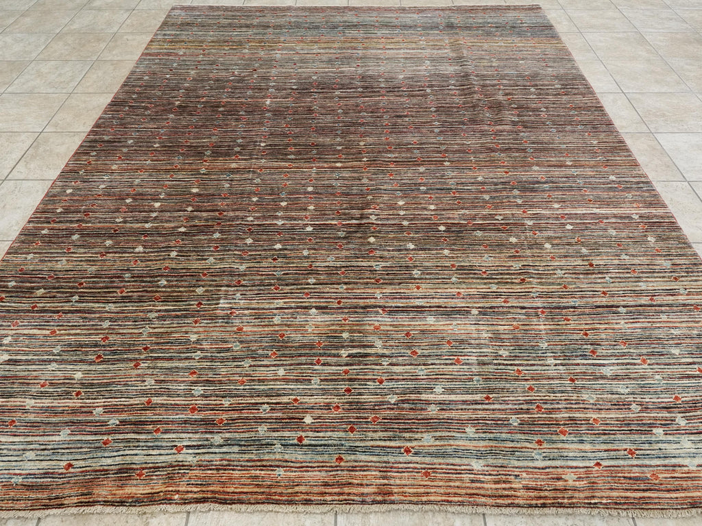 8x10 FT Colorful Gabbeh Wool Rug - Hand Knotted Afghan Rug