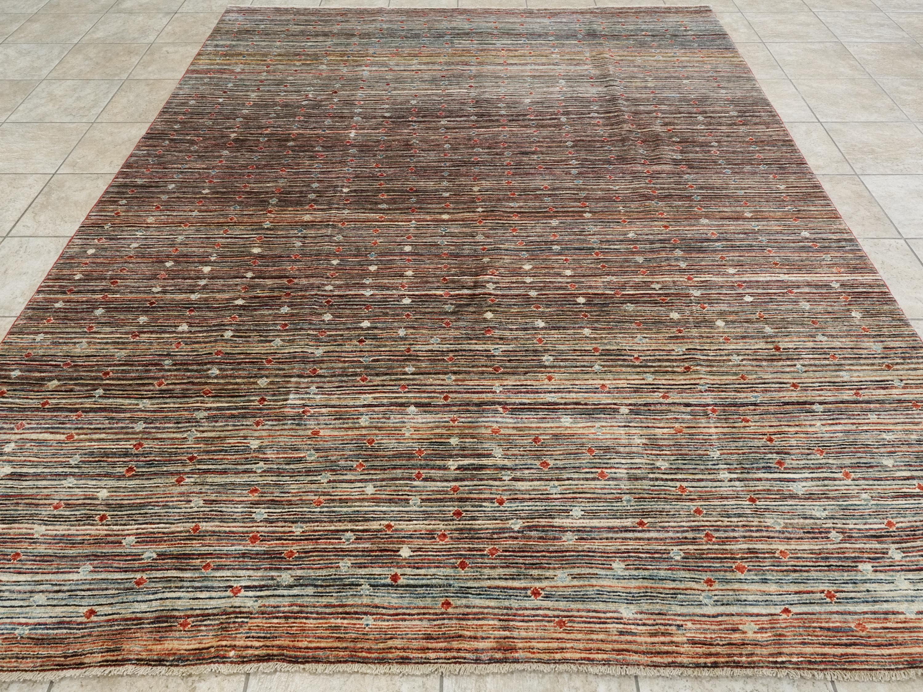 8x10 FT Colorful Gabbeh Wool Rug - Hand Knotted Afghan Rug