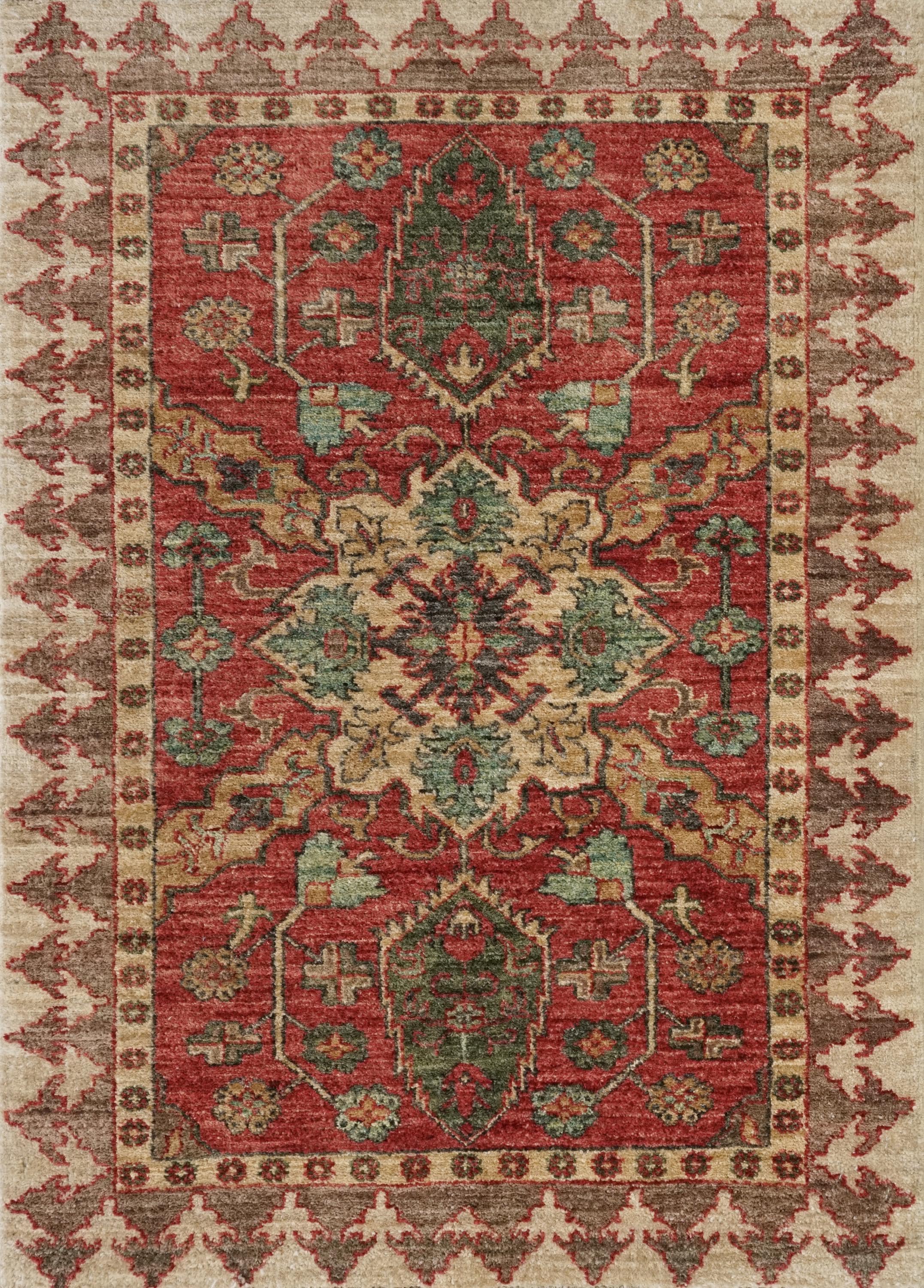 2x3 Ft Hand Knotted Red Bidjar Rug - Ghazni Wool Persian Rug