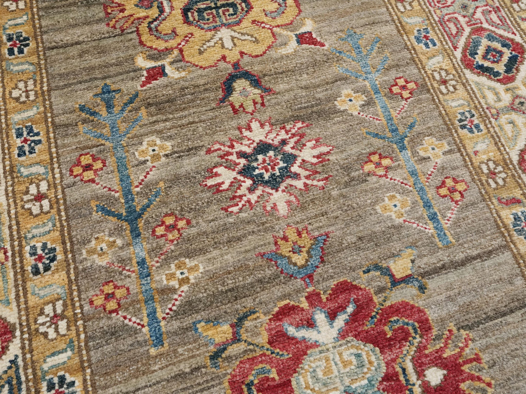 13 Ft Beige Kazak Runner Rug - Hand Knotted Wool Rug