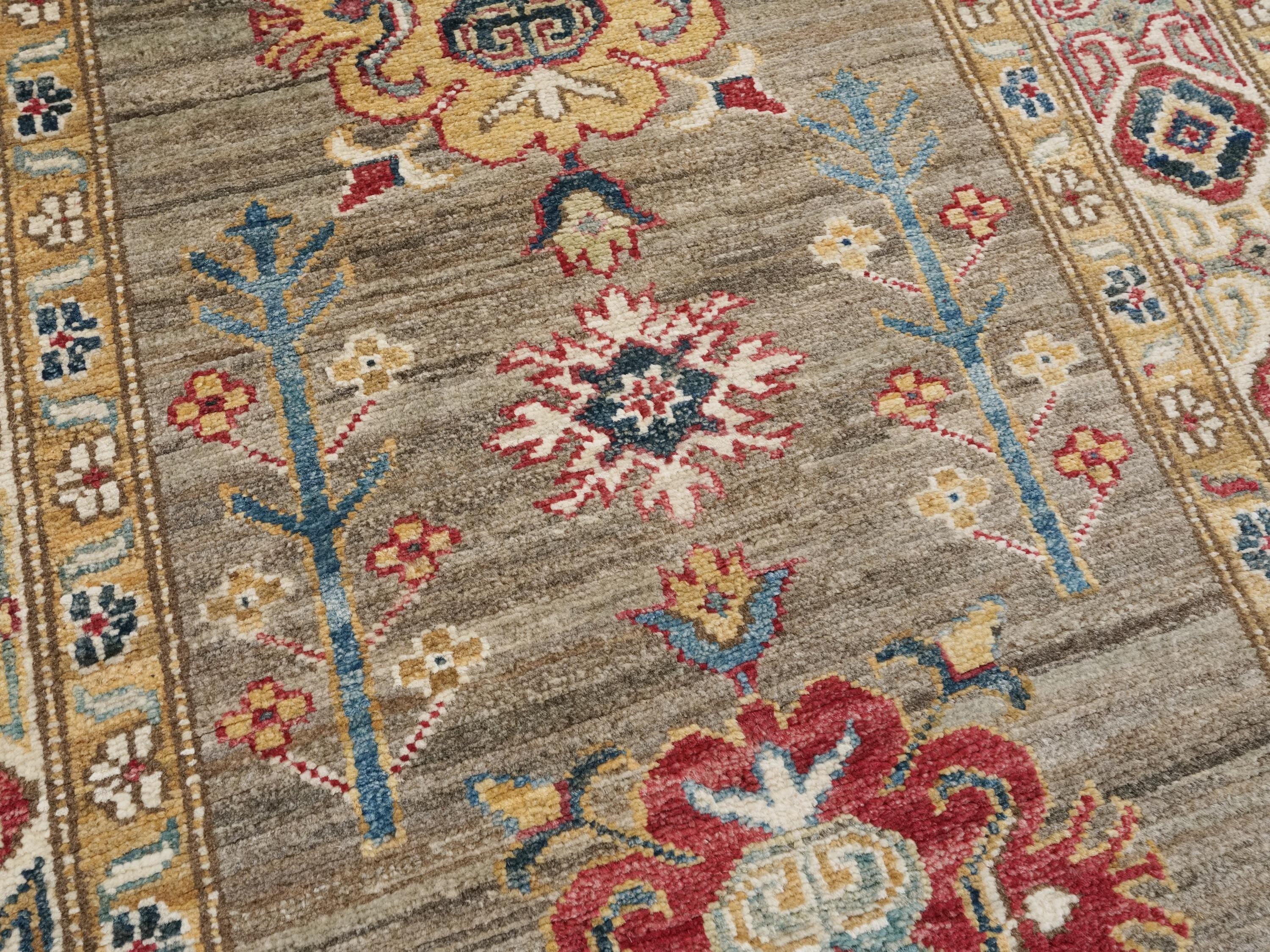 13 Ft Beige Kazak Runner Rug - Hand Knotted Wool Rug