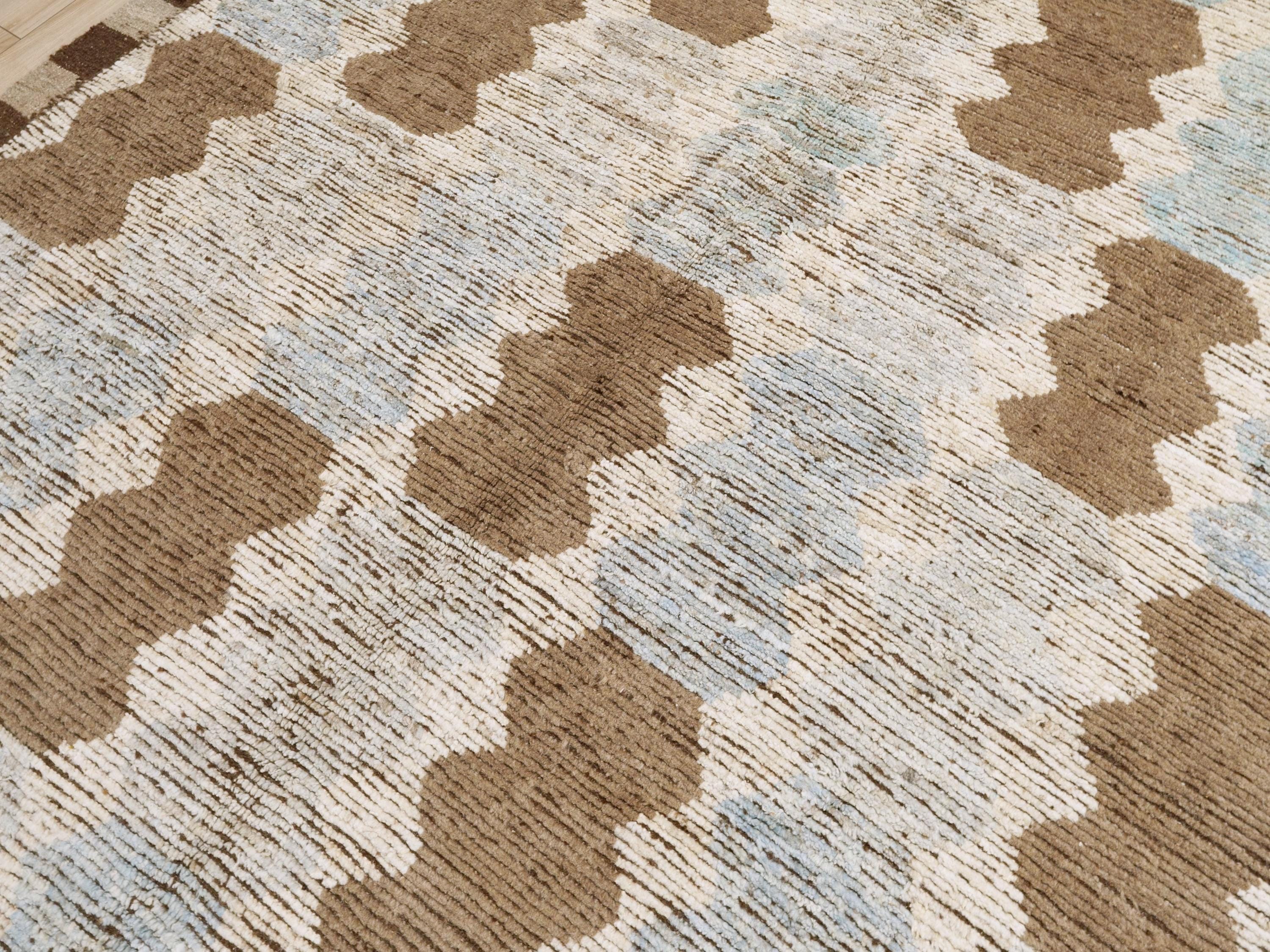 6x9 Ft Blue & Brown Moroccan Rug - Hand Knotted Afghan Rug