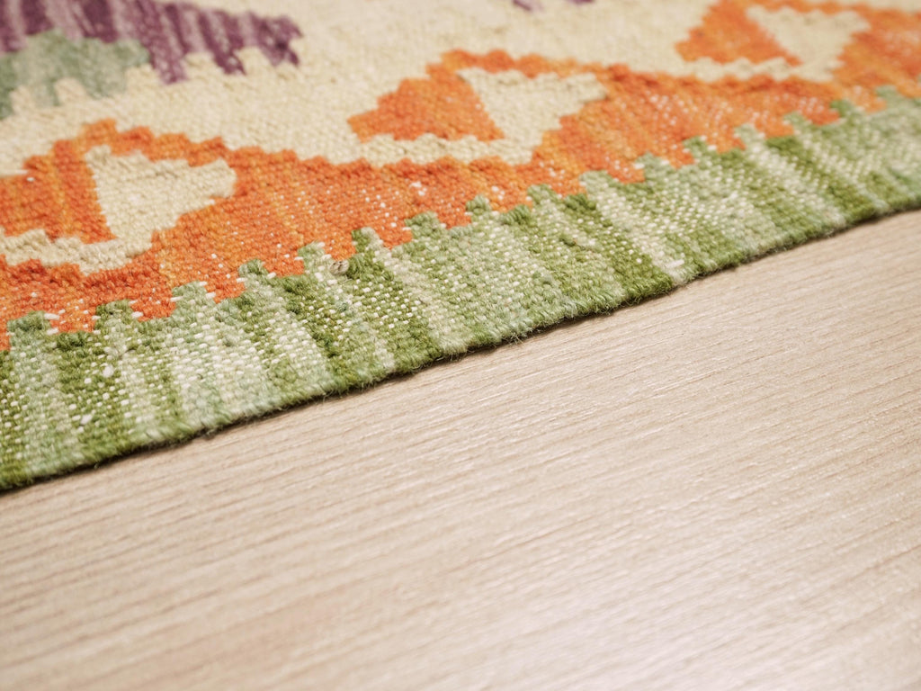 6x8 Ft Orange Kilim Rug - Traditional Flatweave