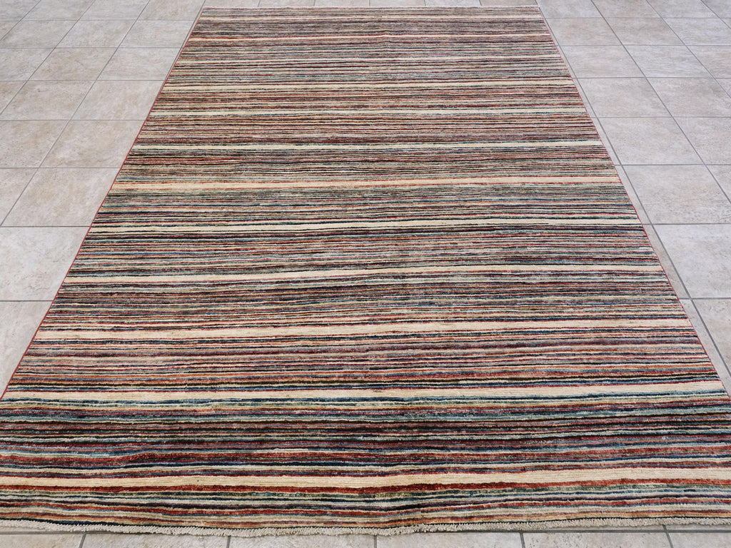 6x9 Ft Colorful Gabbeh Rug - Afghan Wool Area Rug - Striped Design