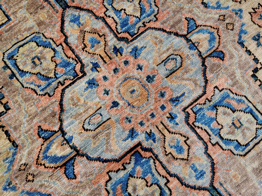 4x6 Ft Blue & Orange Serapi Rug - Hand Knotted Oriental Rug