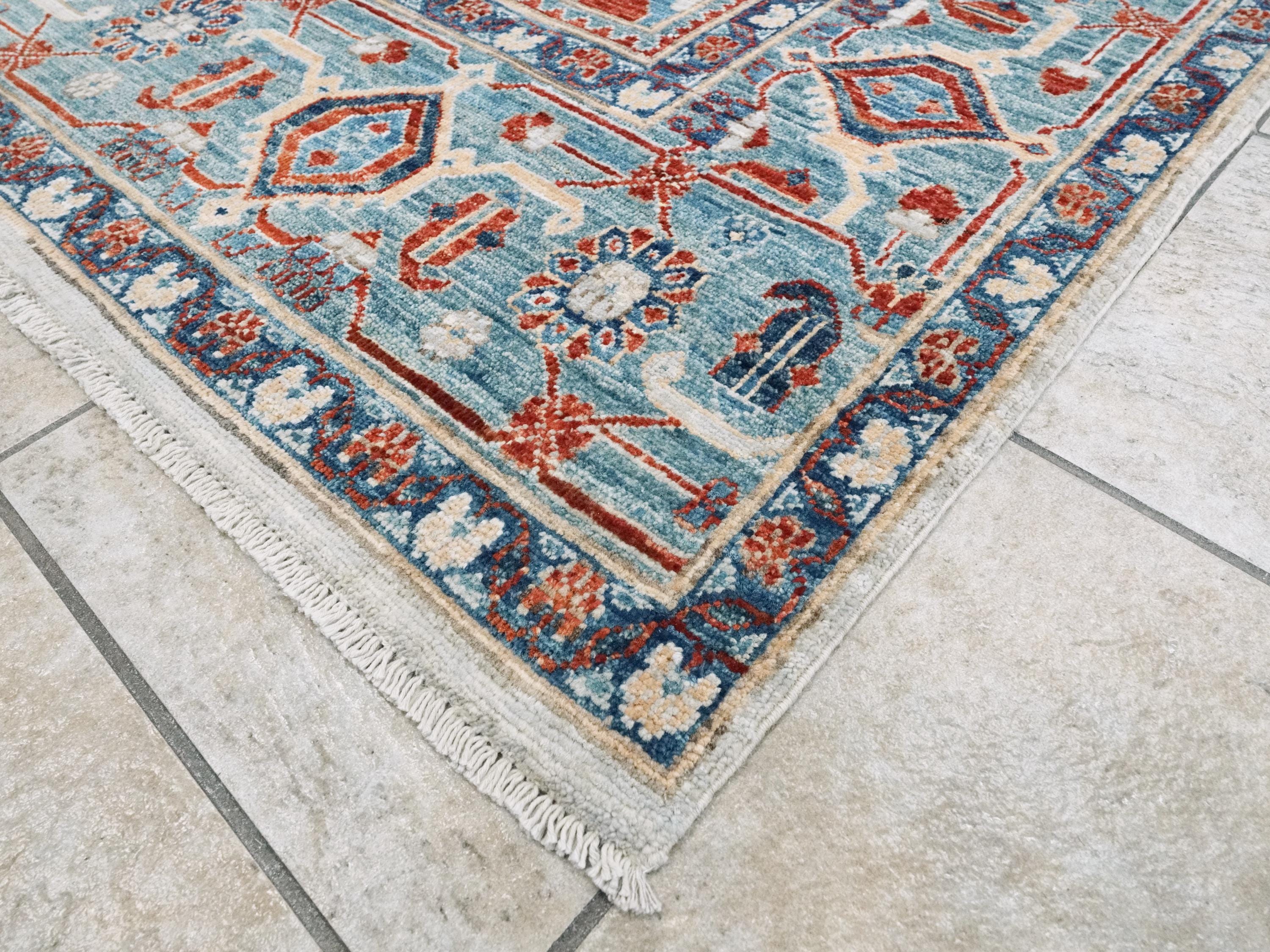 9x12 Ft Blue & Gray Heriz Rug - Afghan Wool Area Rug