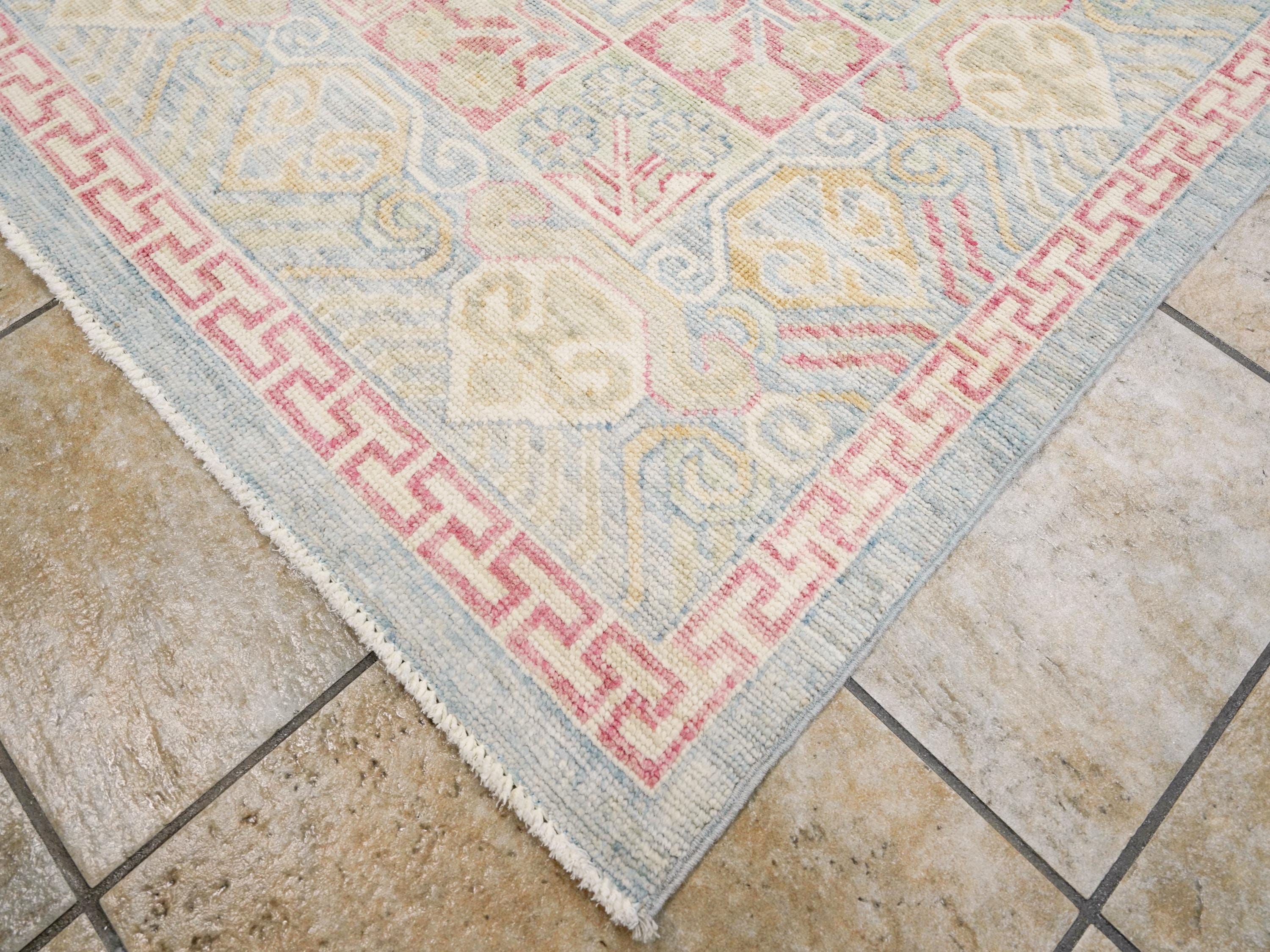 10x14 Ft Colorful Muted Ushak Rug - Hand Knotted Afghan Rug - Ottoman Design