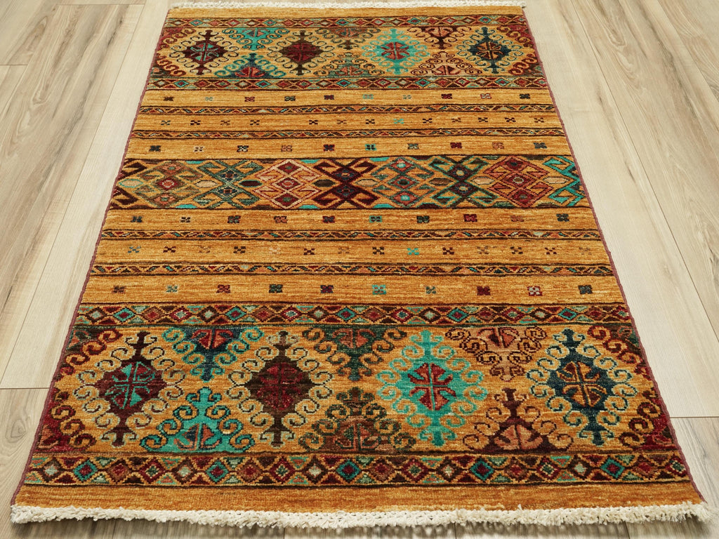 3x4 Ft Orange Khorjin Rug - Afghan Handmade Wool Rug