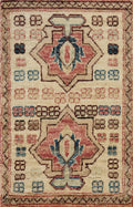 1x2 Ft Hand Knotted Beige Serapi Rug - Ghazni Wool Oriental Rug